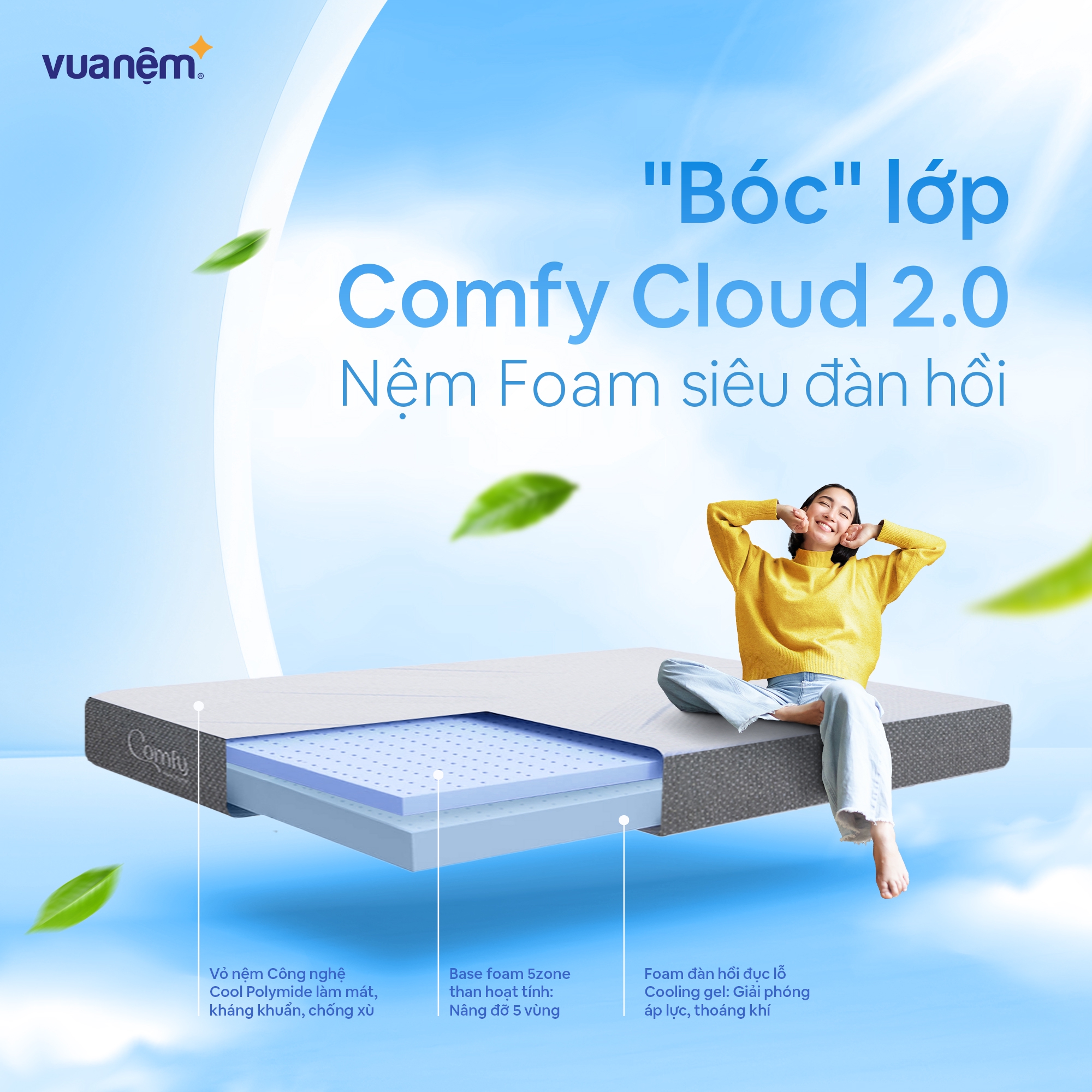 Nệm foam Comfy Cloud 2.0