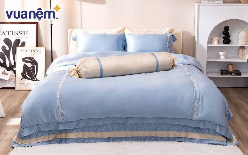 Bộ drap giường 1m4x2m lụa cao cấp