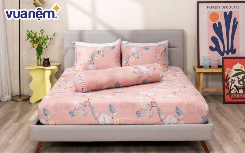 Bộ drap giường 1m4x2m in họa tiết