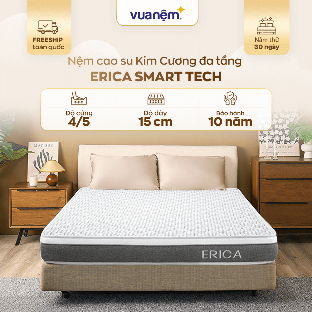 Nệm cao su Kim Cương Erica Smart Tech êm, giá tốt