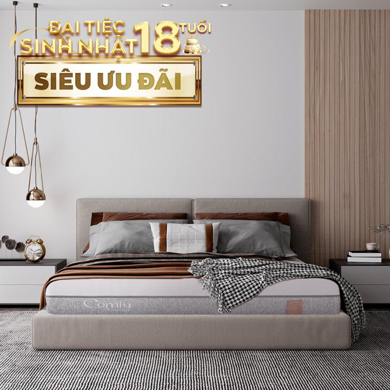 Nệm foam Comfy Lux 2.0 cao cấp kháng khuẩn kép dày 22cm