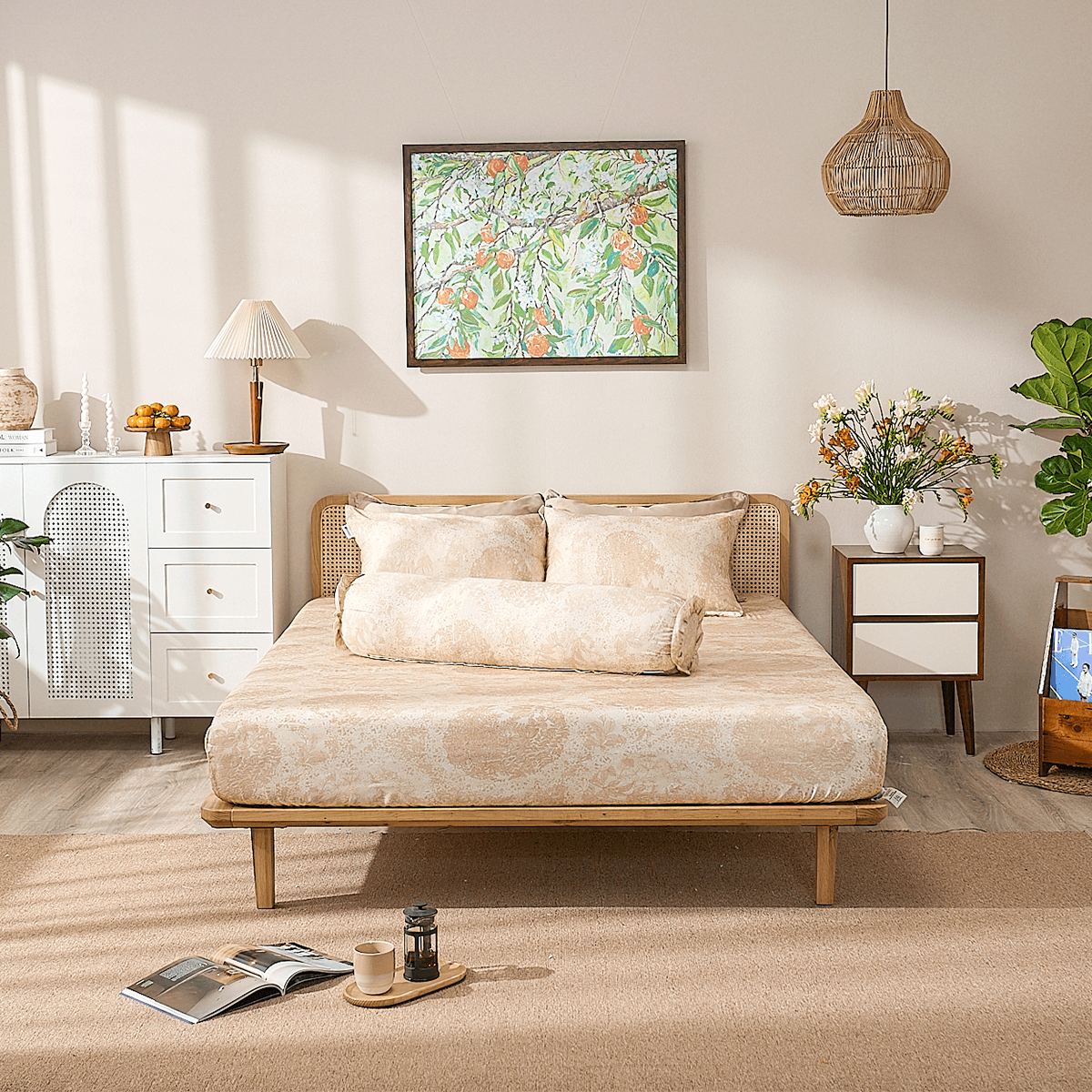 Bộ ga chun sợi gỗ thiên nhiên tencel Amando Aleena