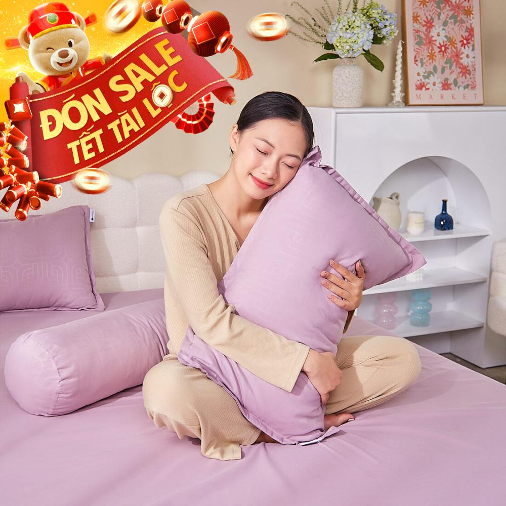 Bộ chăn ga chun Amando Rina 5 chi tiết thông thoáng, mềm mại