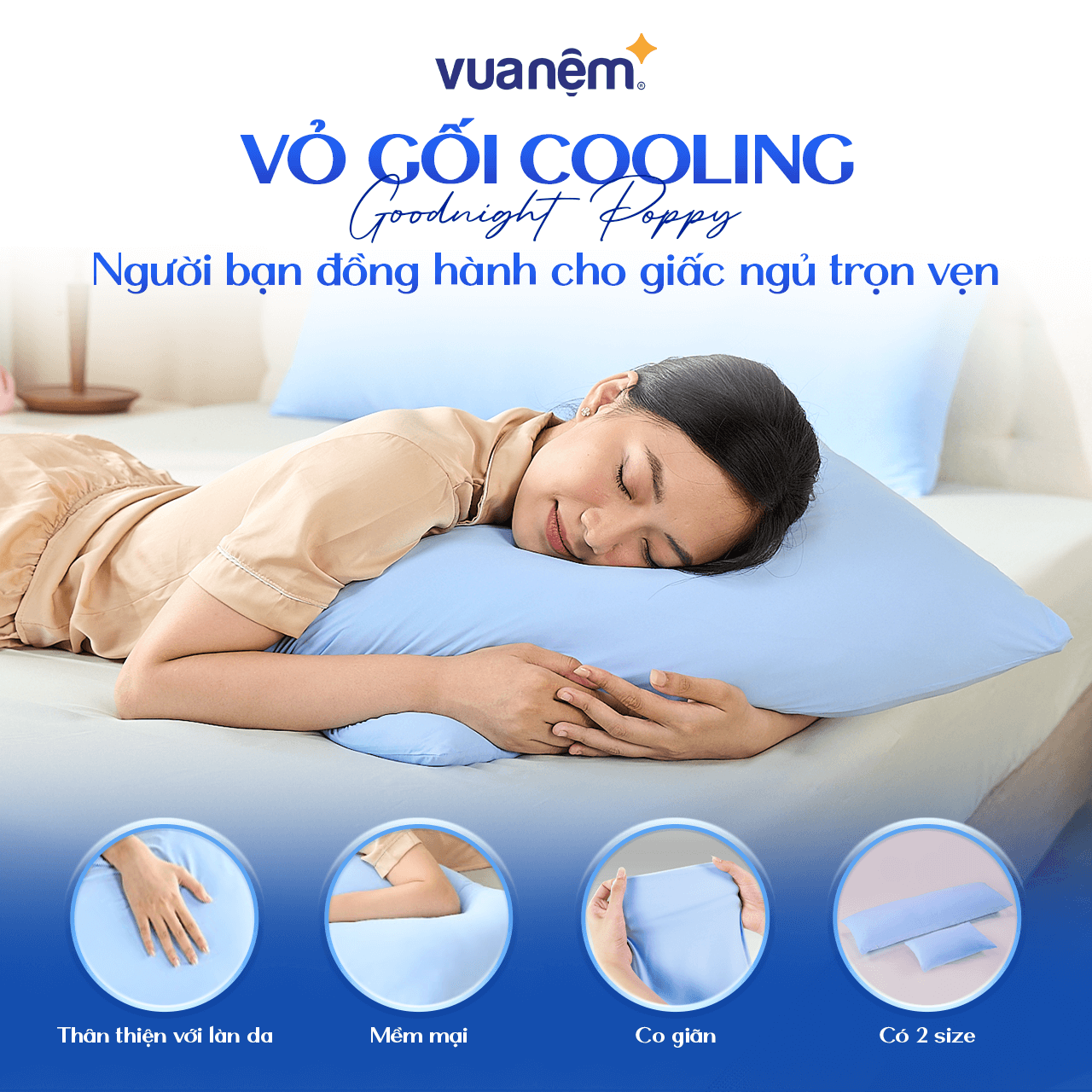 Vỏ gối thun lạnh Goodnight Poppy