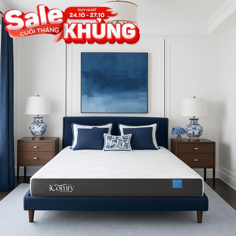 Nệm foam iComfy Coolax Plus nâng cấp làm mát dày 20cm (BST Ngủ Mát)