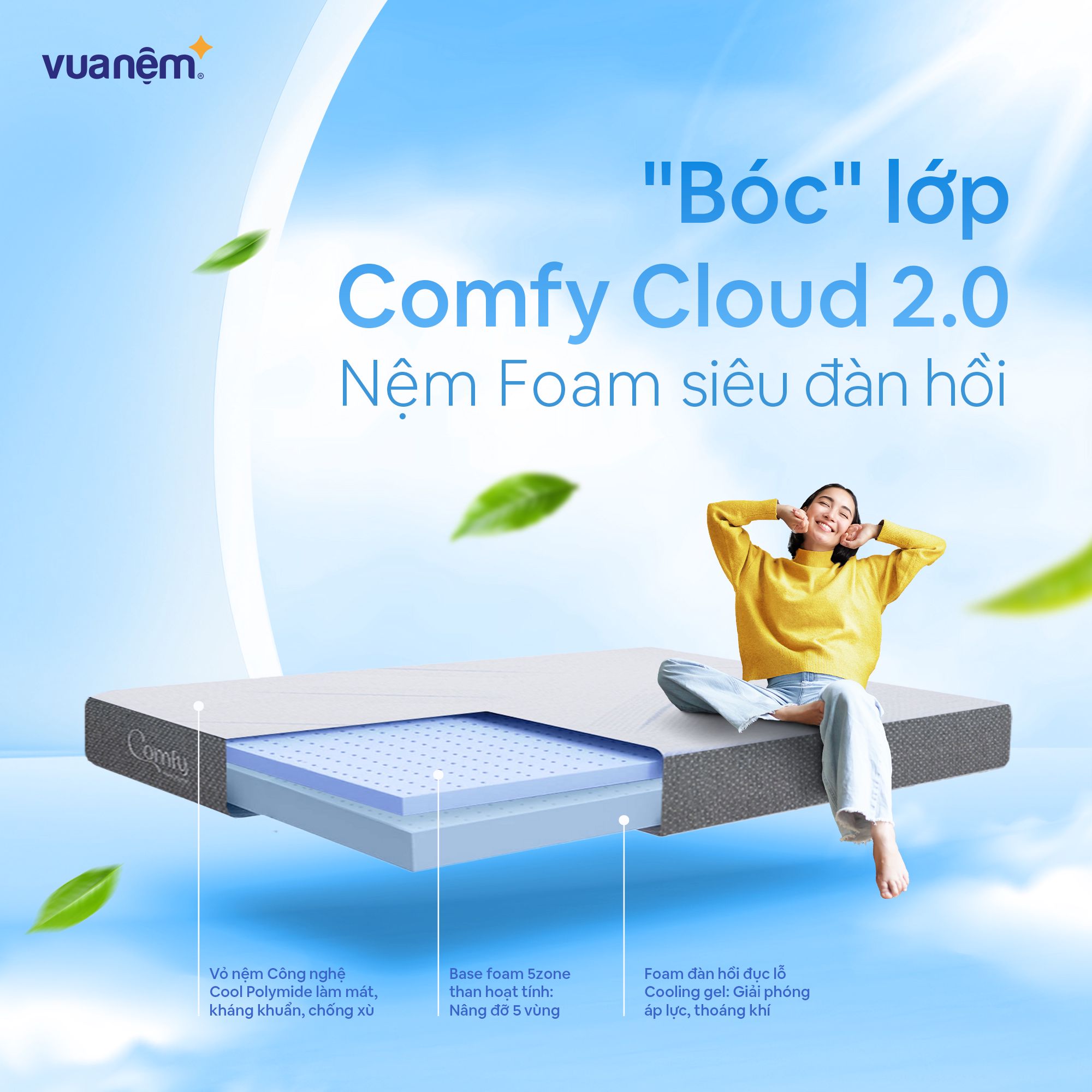 Nệm foam Comfy Cloud 2.0