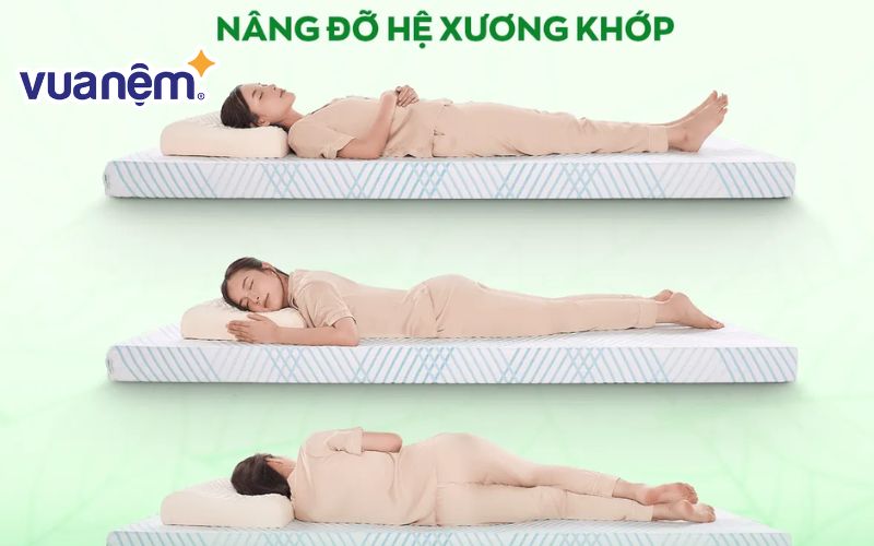 Nệm có khả năng ôm sát theo đường cong cơ thể, giúp giữ cột sống ở trạng thái sinh lý tự nhiên
