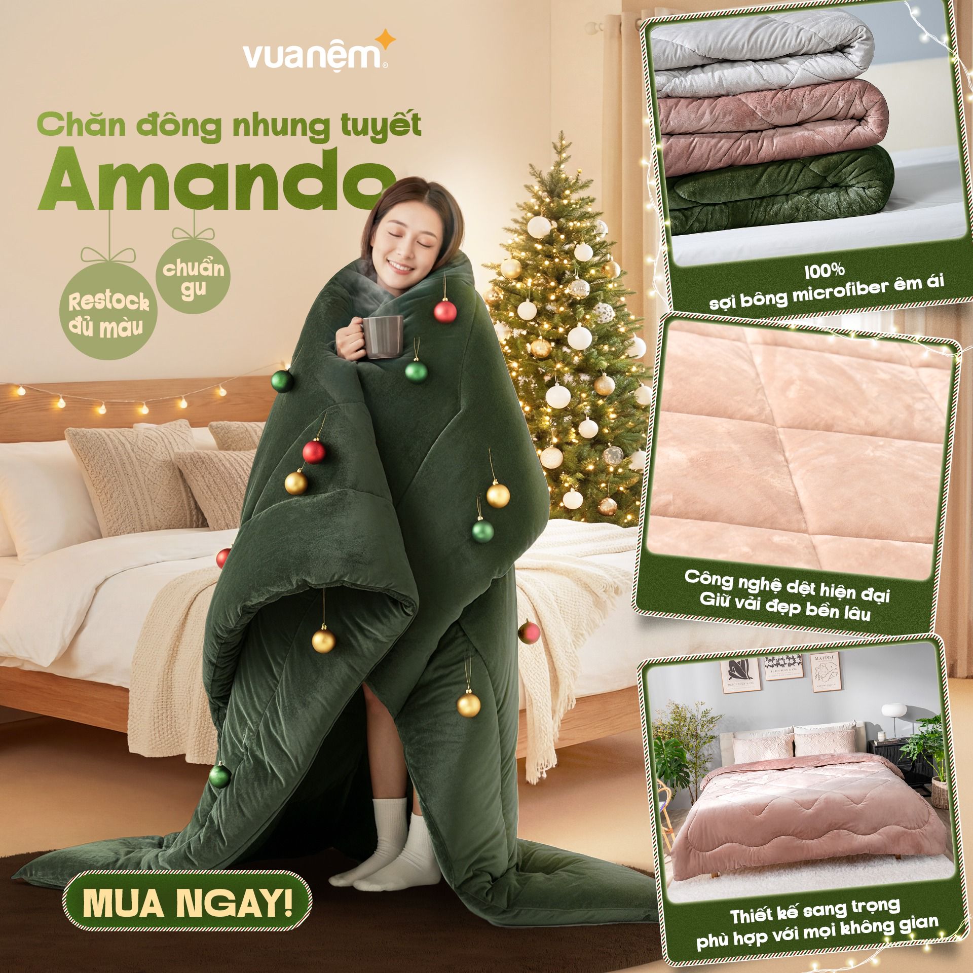Chăn đại hàn nhung tuyết giữ ấm Amando Warm Flannel