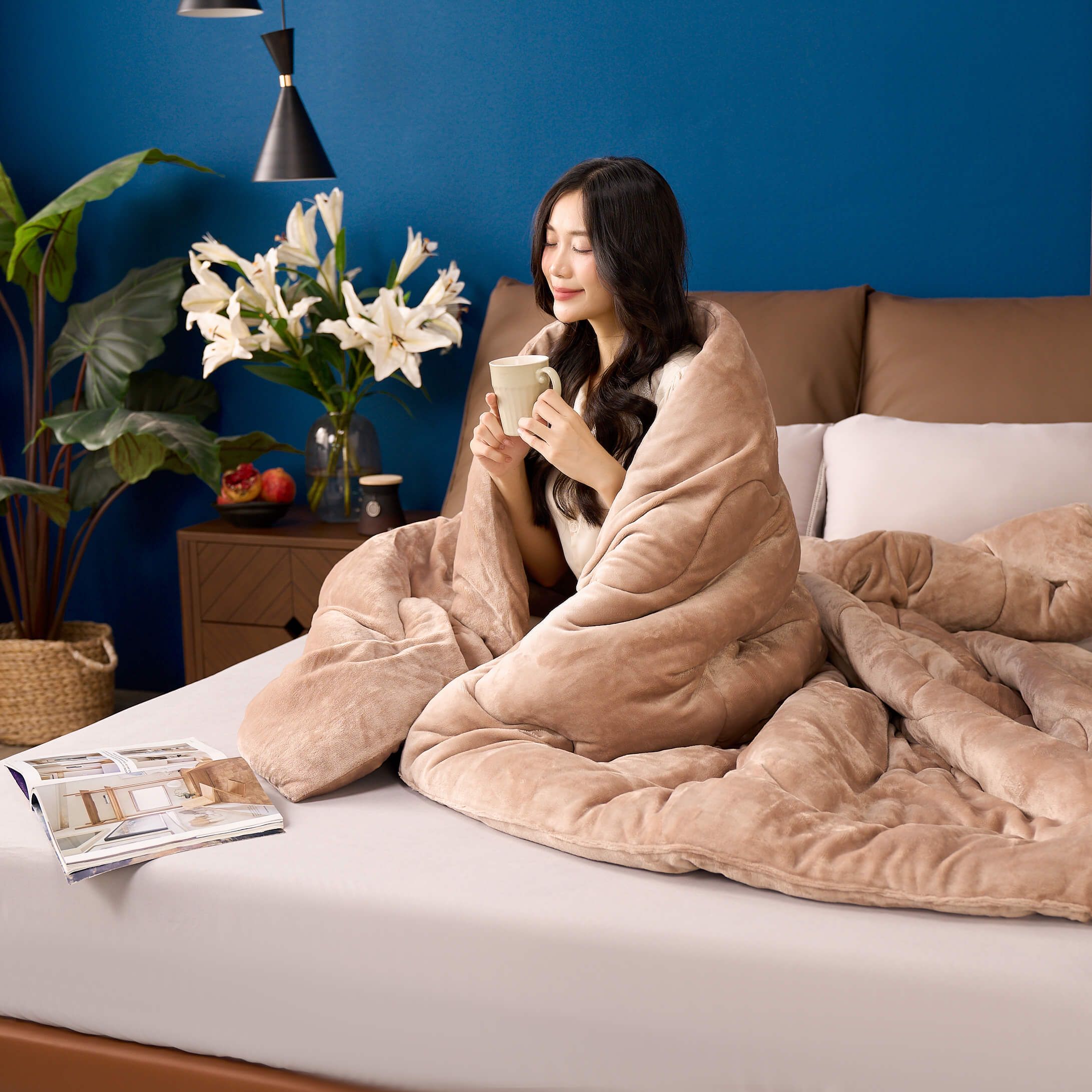 Ưu điểm của chăn ga màu nâu