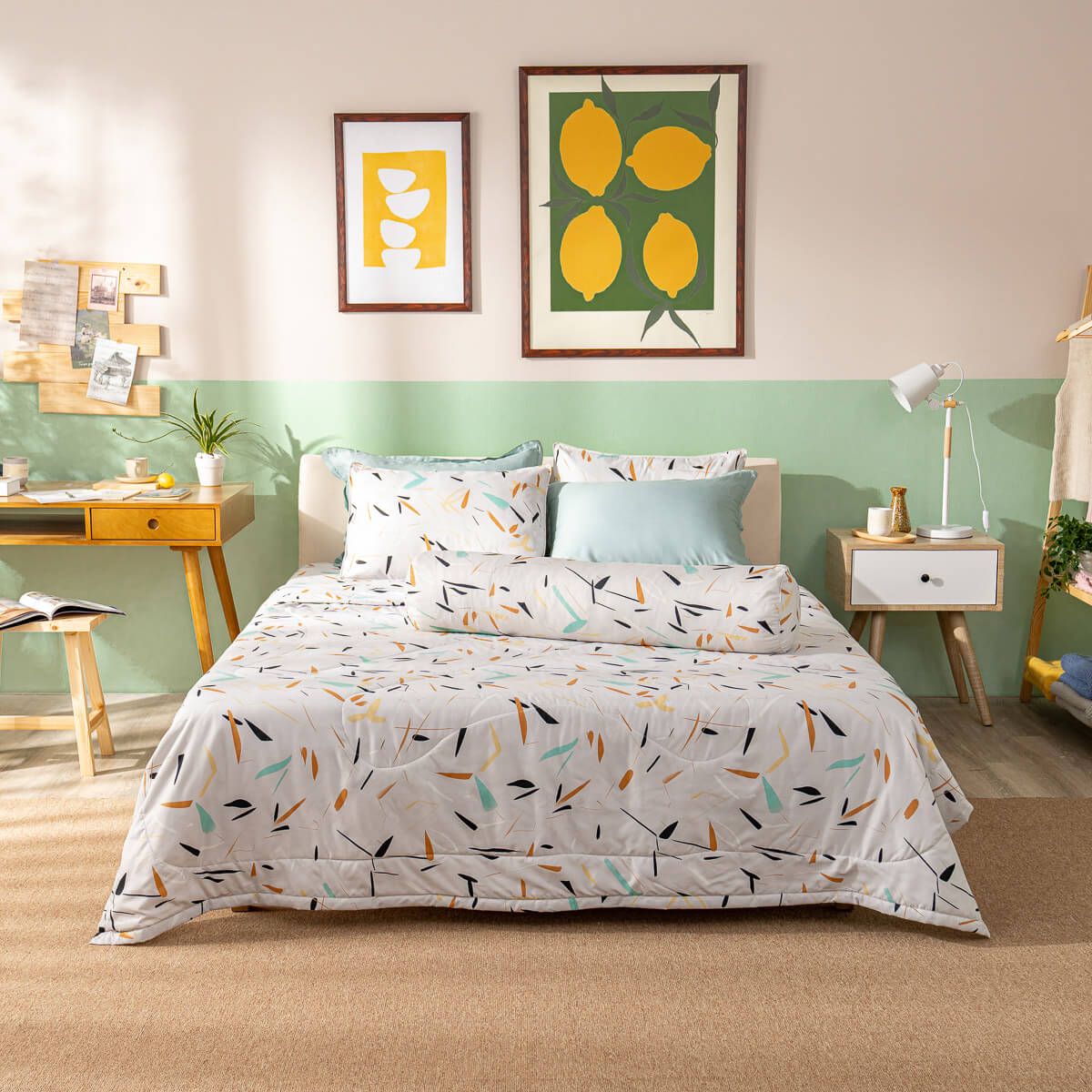 Bộ Ga chun microfiber Amando Ellie họa tiết 4 chi tiết