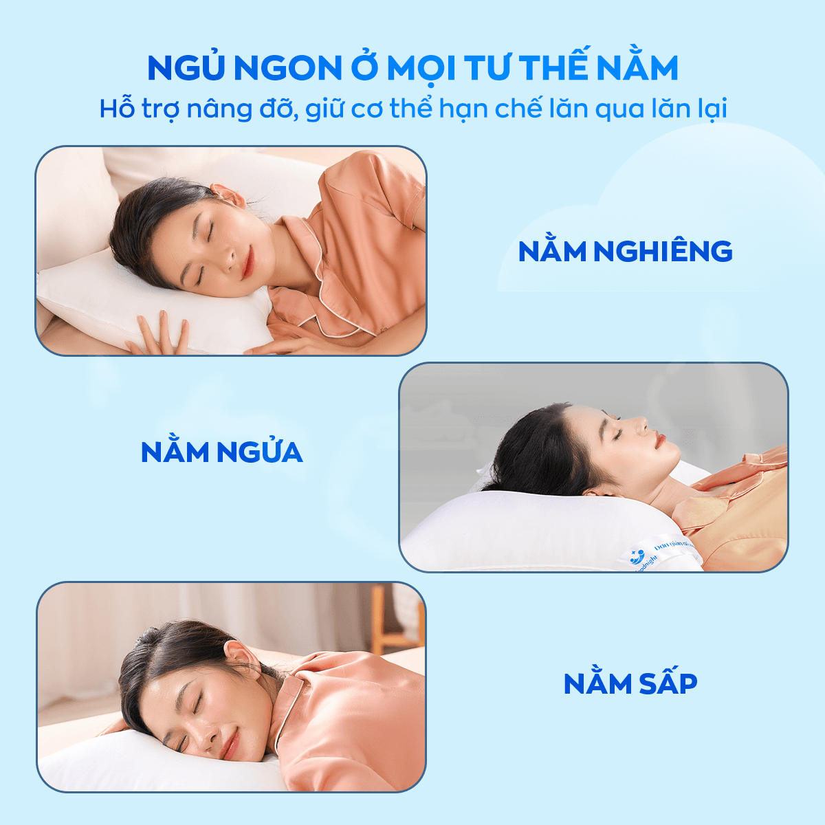 Gối lông vũ phù hợp với nhiều tư thế nằm