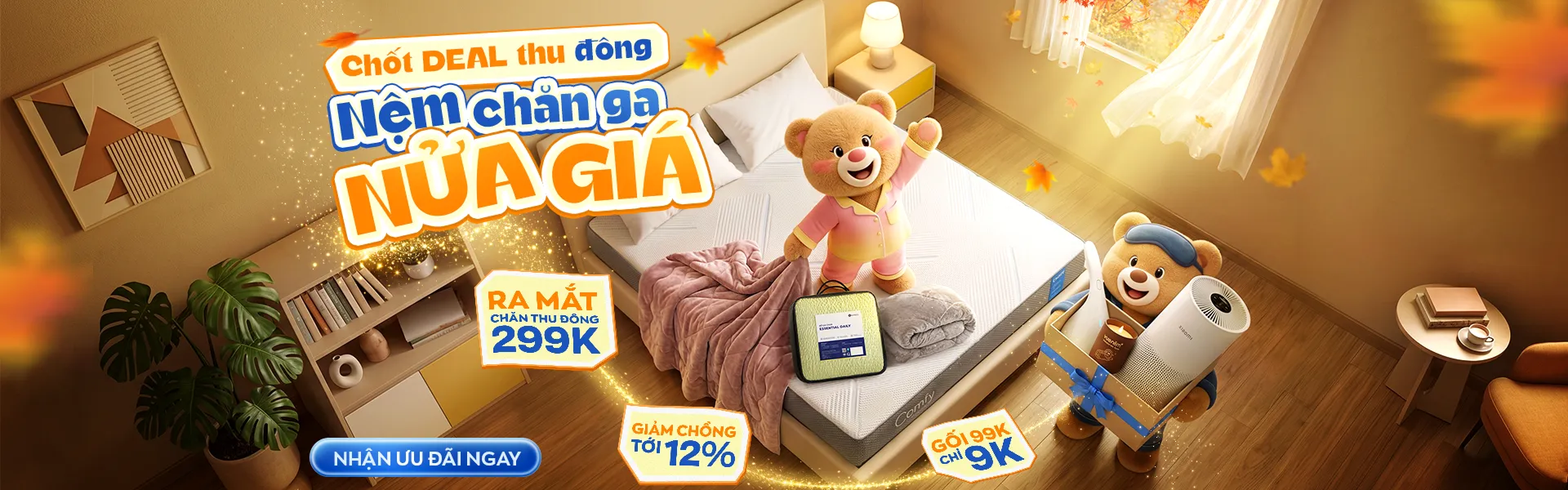 Chốt DEAL thu đông - Nệm chăn ga nửa giá