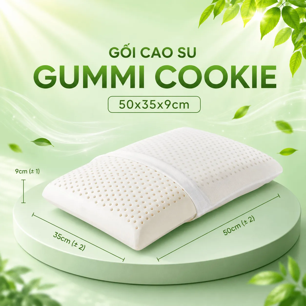 Gối cao su Gummi Cookie 100% thiên nhiên nâng đỡ, giảm căng cơ