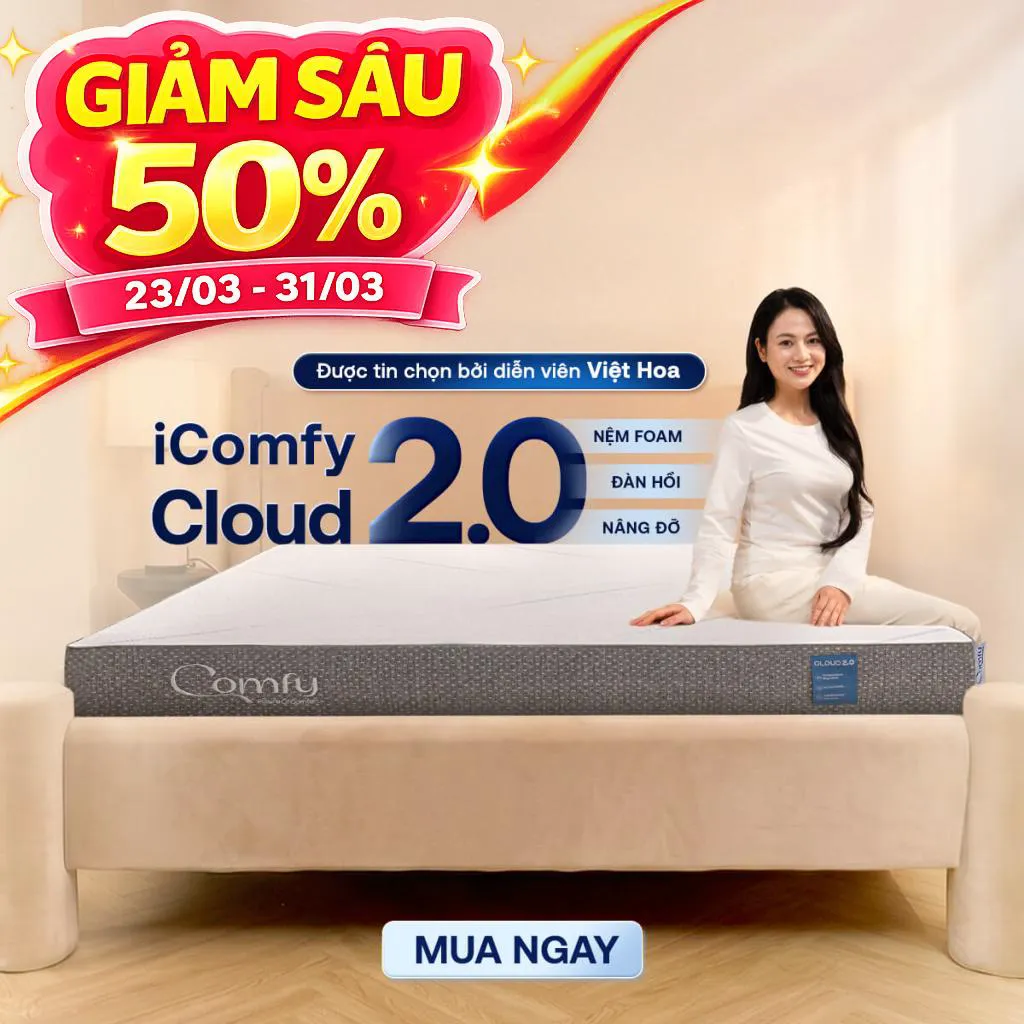 Nệm foam Comfy Cloud 2.0 siêu đàn hồi dày 15cm