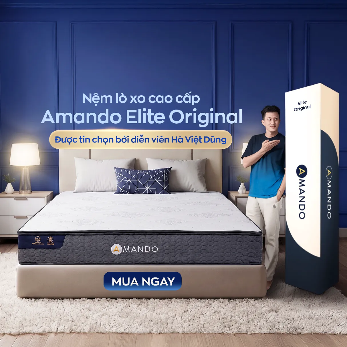 Nệm lò xo Amando Elite Original túi độc lập tiêu chuẩn khách sạn 5 sao dày 23cm