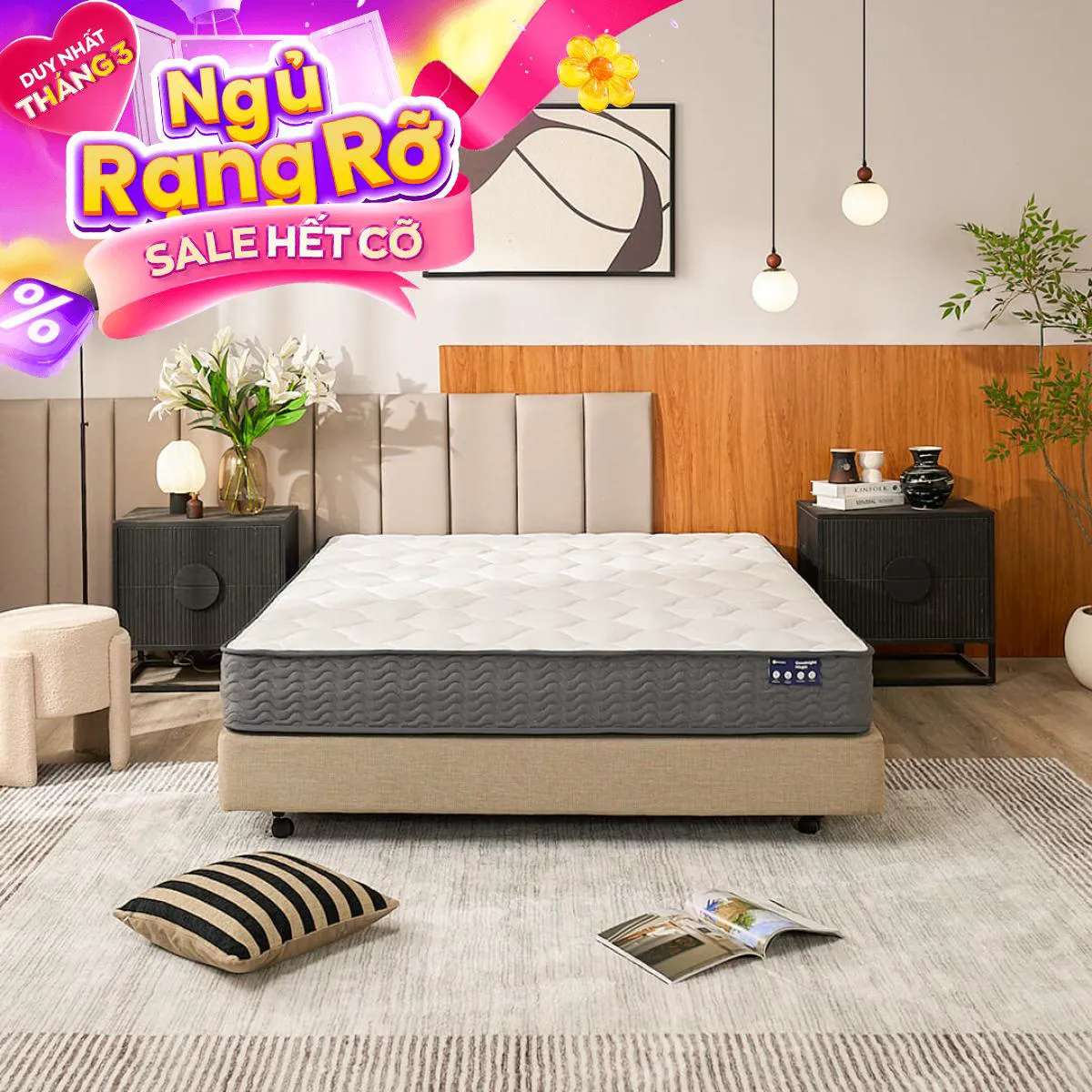 Nệm lò xo Amando Goodnight Magic giá tốt dày 20cm