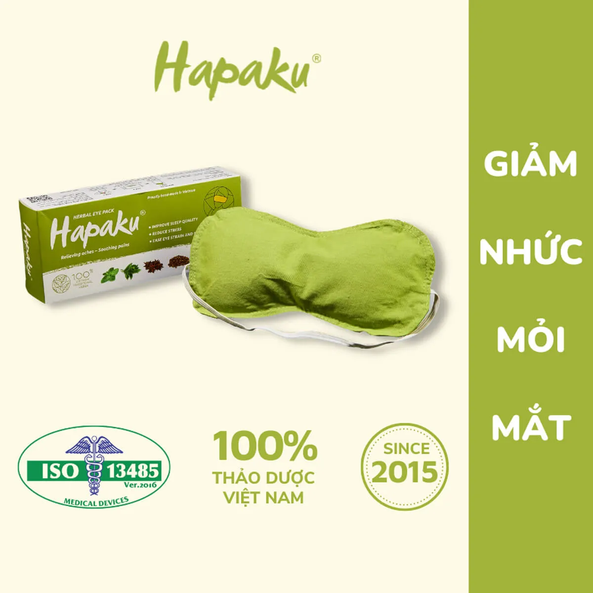 Gối chườm thảo dược Hapaku - Mắt (Nóng/ Lạnh)