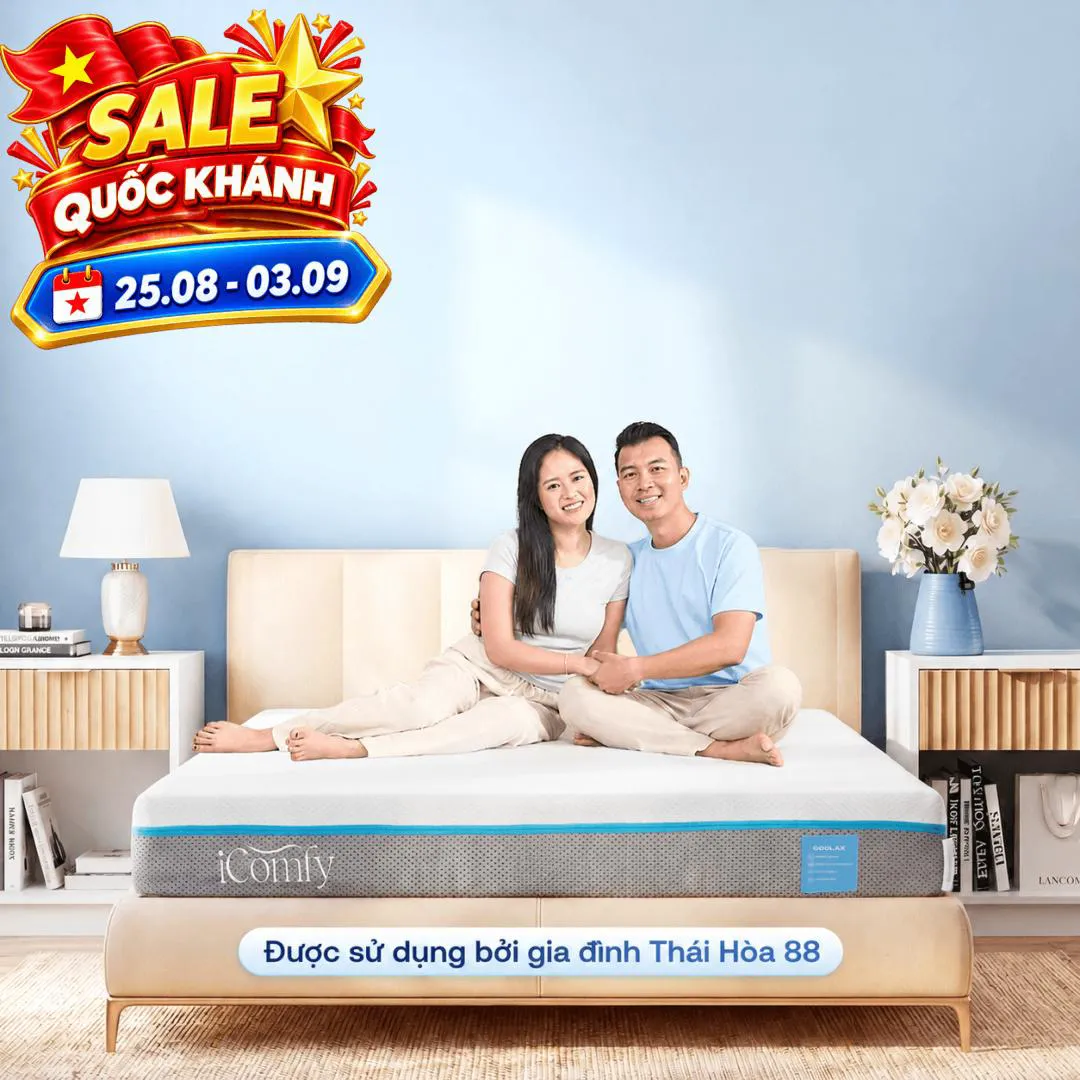 [BST Ngủ Mát] Nệm foam iComfy Coolax đa tầng thoáng mát, massage thư giãn dày 15cm