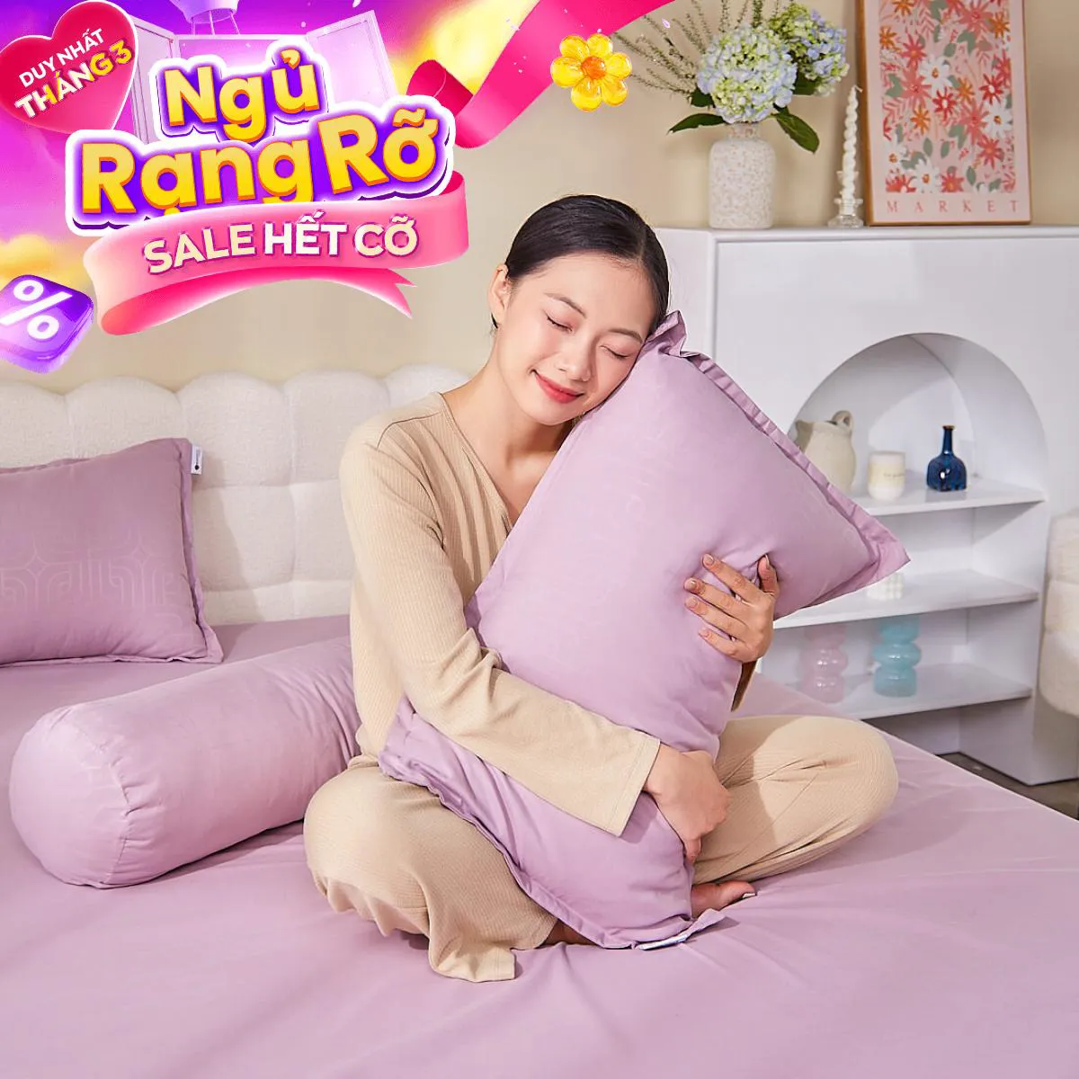 Bộ chăn ga chun Amando Rina 5 chi tiết thông thoáng, mềm mại