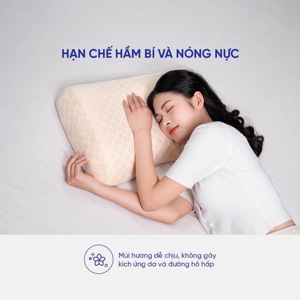 Gối Cao Su Kim Cương Lượn Sóng A êm ái, không hầm bí, nâng đỡ cổ vai gáy