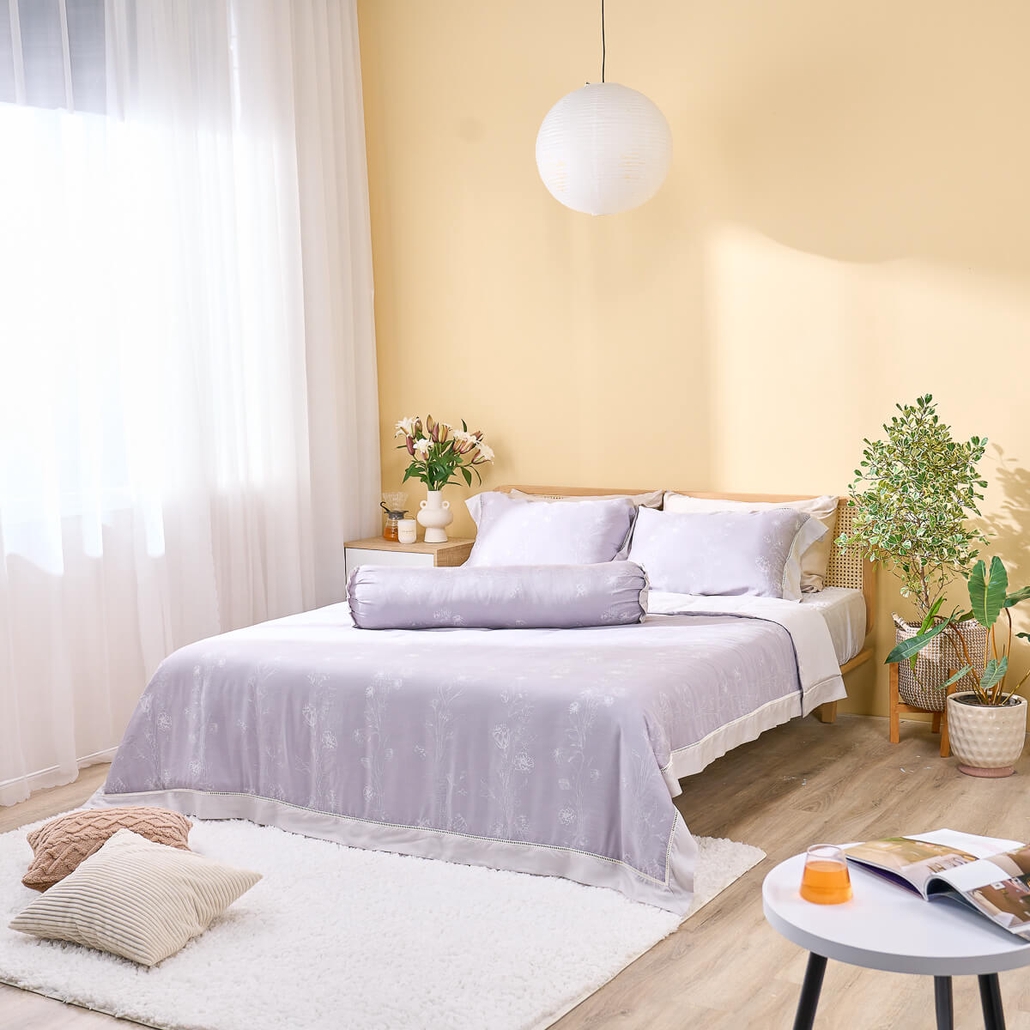 Bộ chăn ga chun sợi gỗ thiên nhiên Amando Jamila 5 chi tiết 