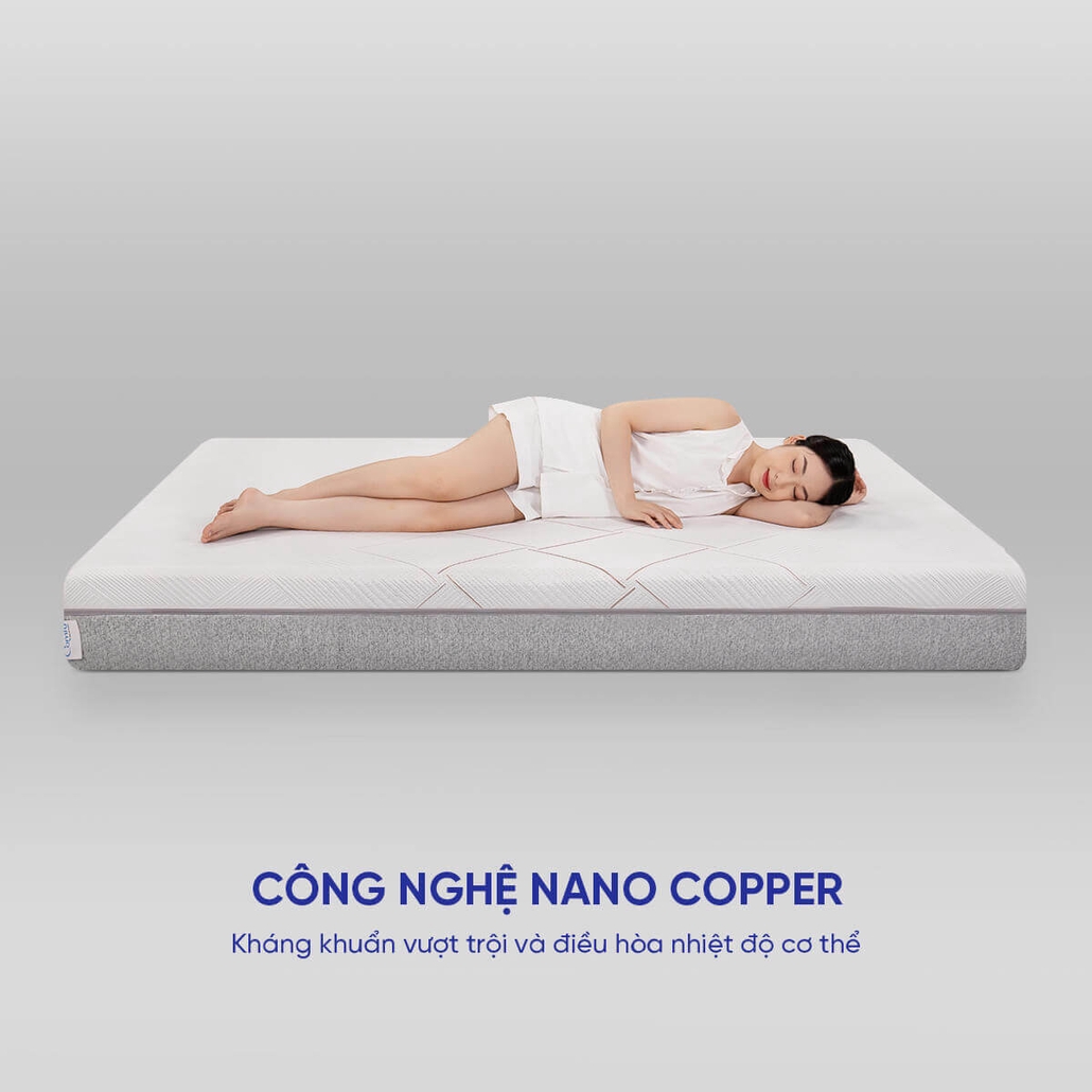 NỆM FOAM CÔNG NGHỆ NANO COPPER LÀM MÁT, NÂNG ĐỠ CHUYÊN SÂU 5 VÙNG 