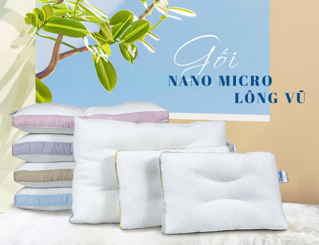 Gối bông Dreamland Nano Microfiber êm ái thoáng khí