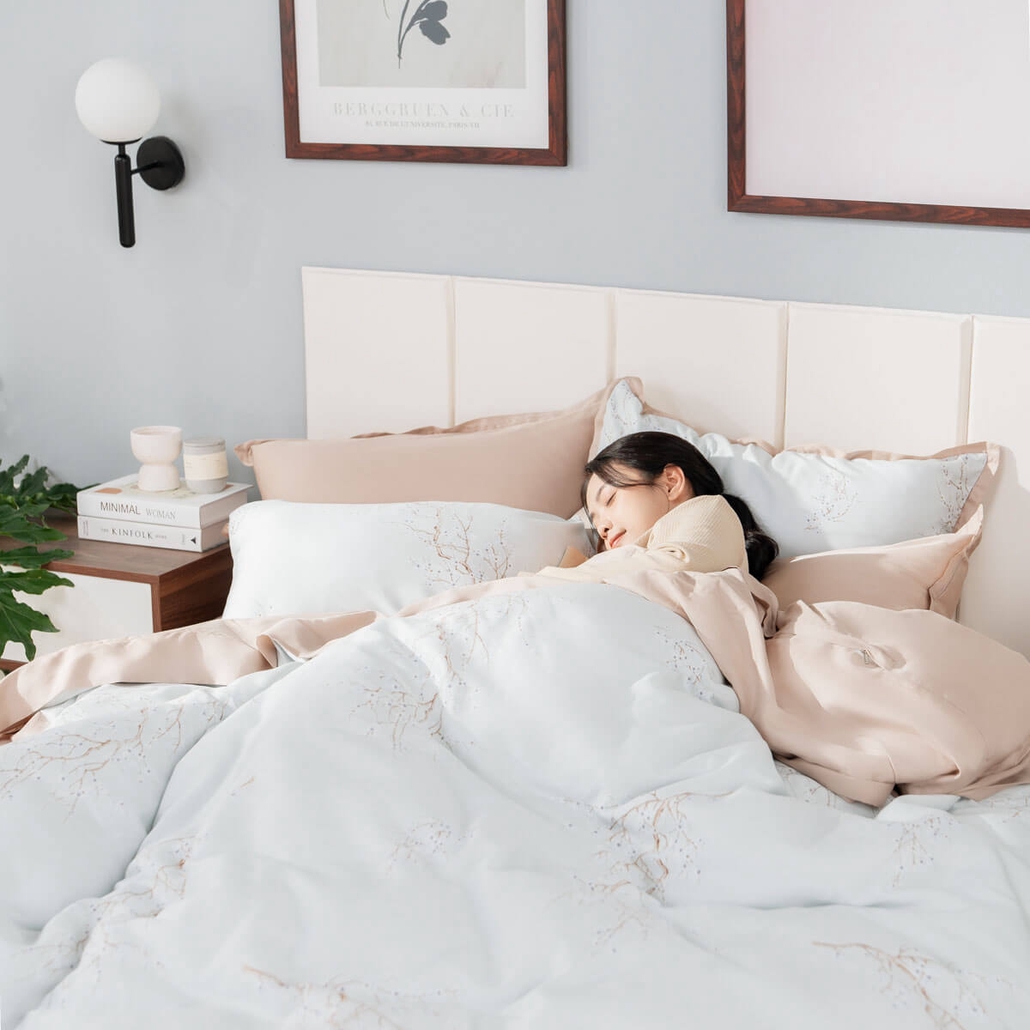 Bộ chăn ga phủ sợi gỗ thiên nhiên Amando Jamila 5 chi tiết