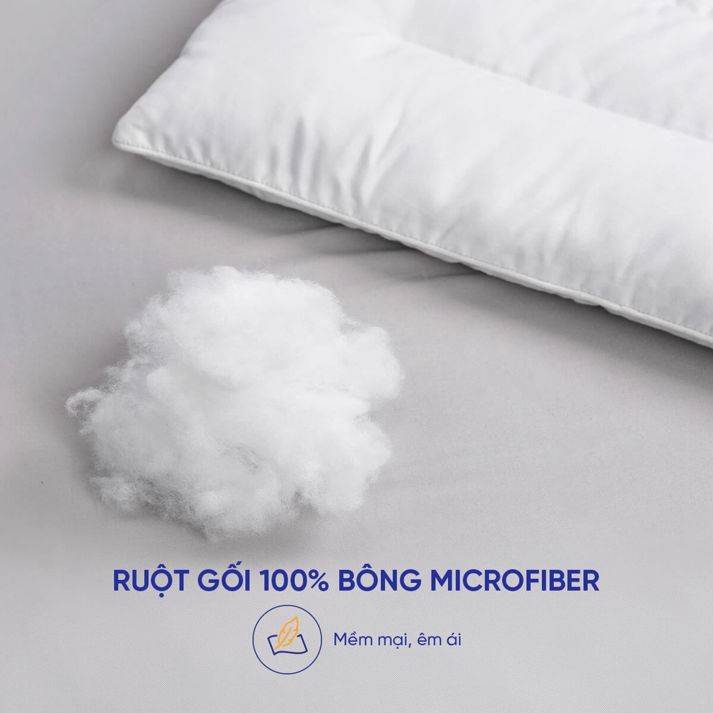 Gối Bông Doona Microfiber êm ái, kháng khuẩn, thoáng khí