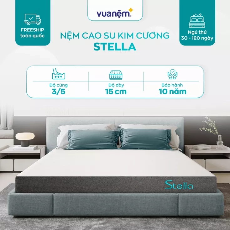 nệm cao su đa tầng kim cương stella đàn hồi cao, thoáng khí, bảo vệ cột sống