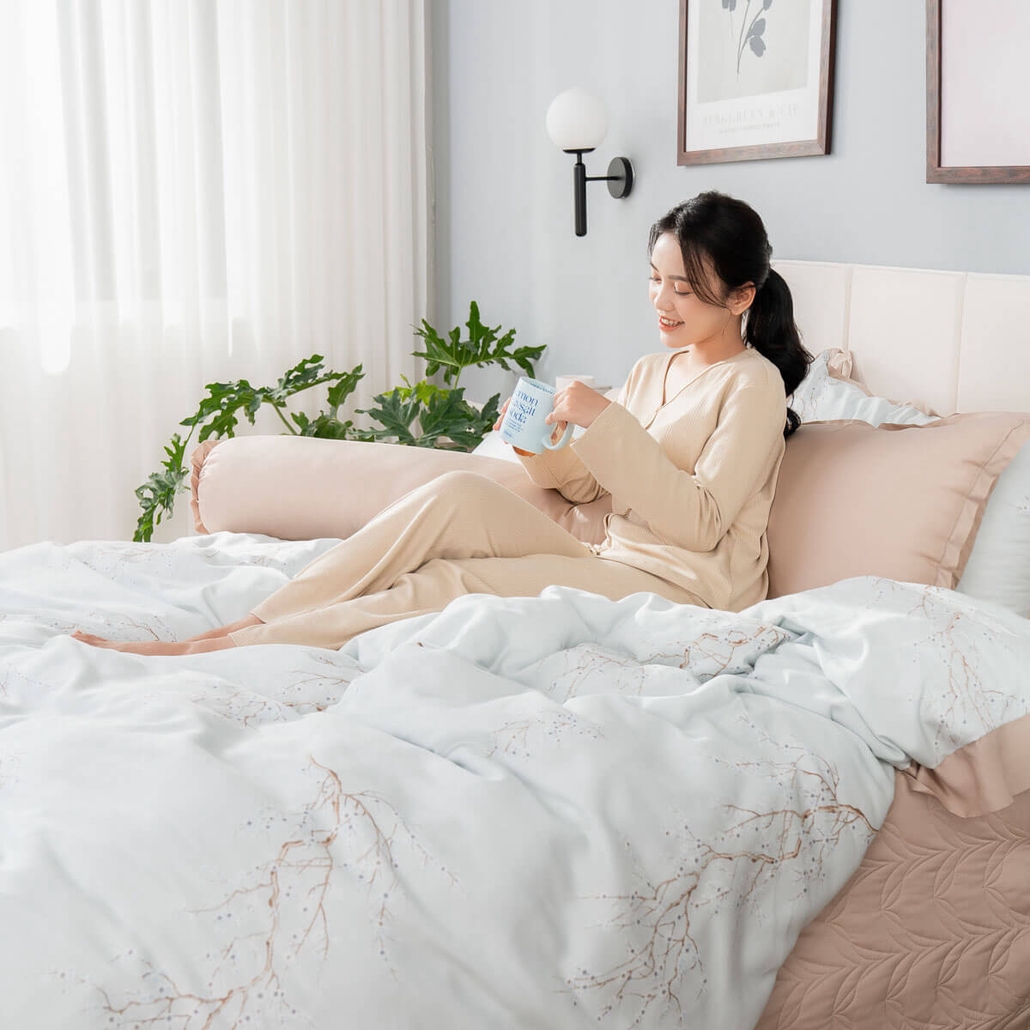 Bộ chăn ga phủ sợi gỗ thiên nhiên Amando Jamila 5 chi tiết