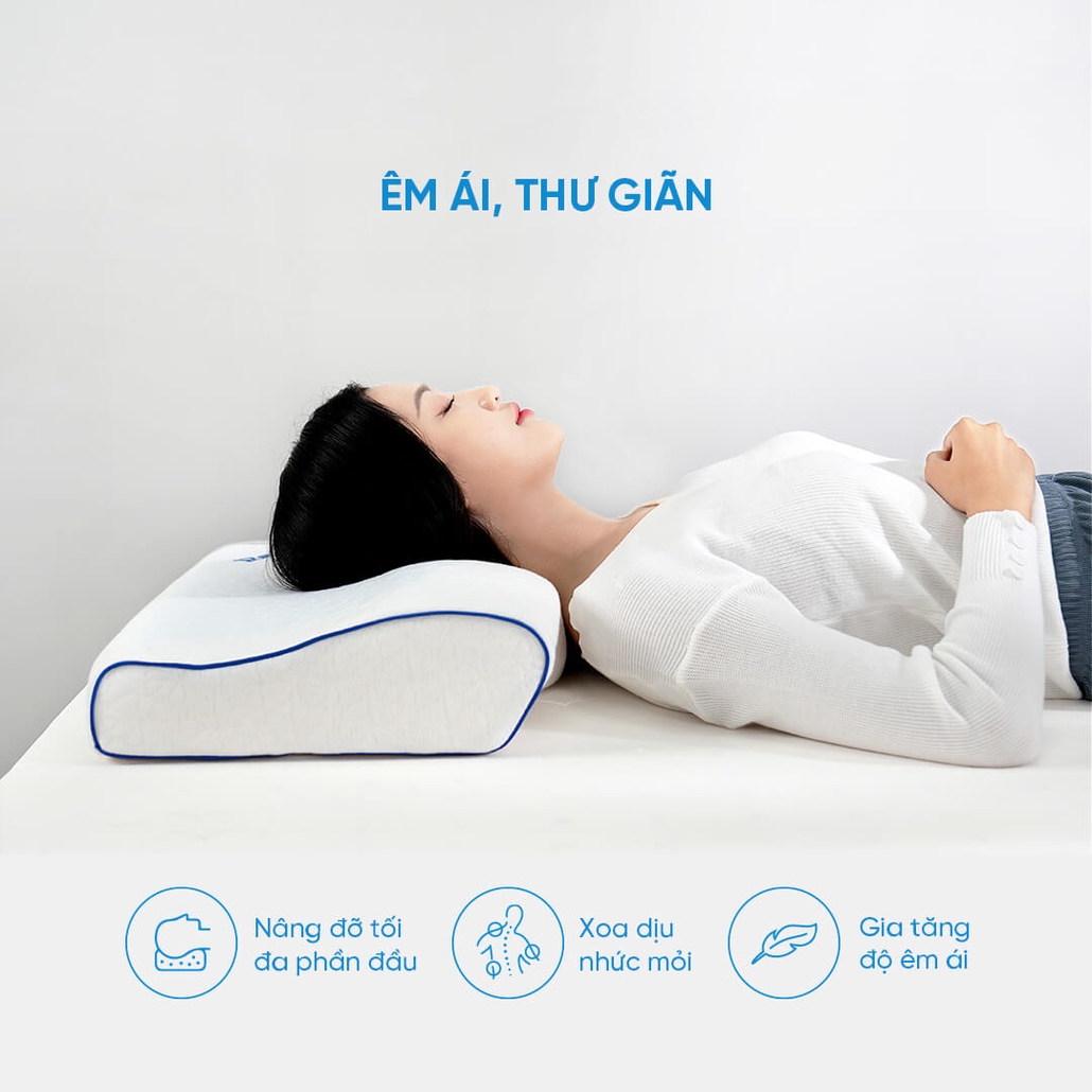 Gối memory foam công thái học giảm đau cổ vai gáy Doona Restful