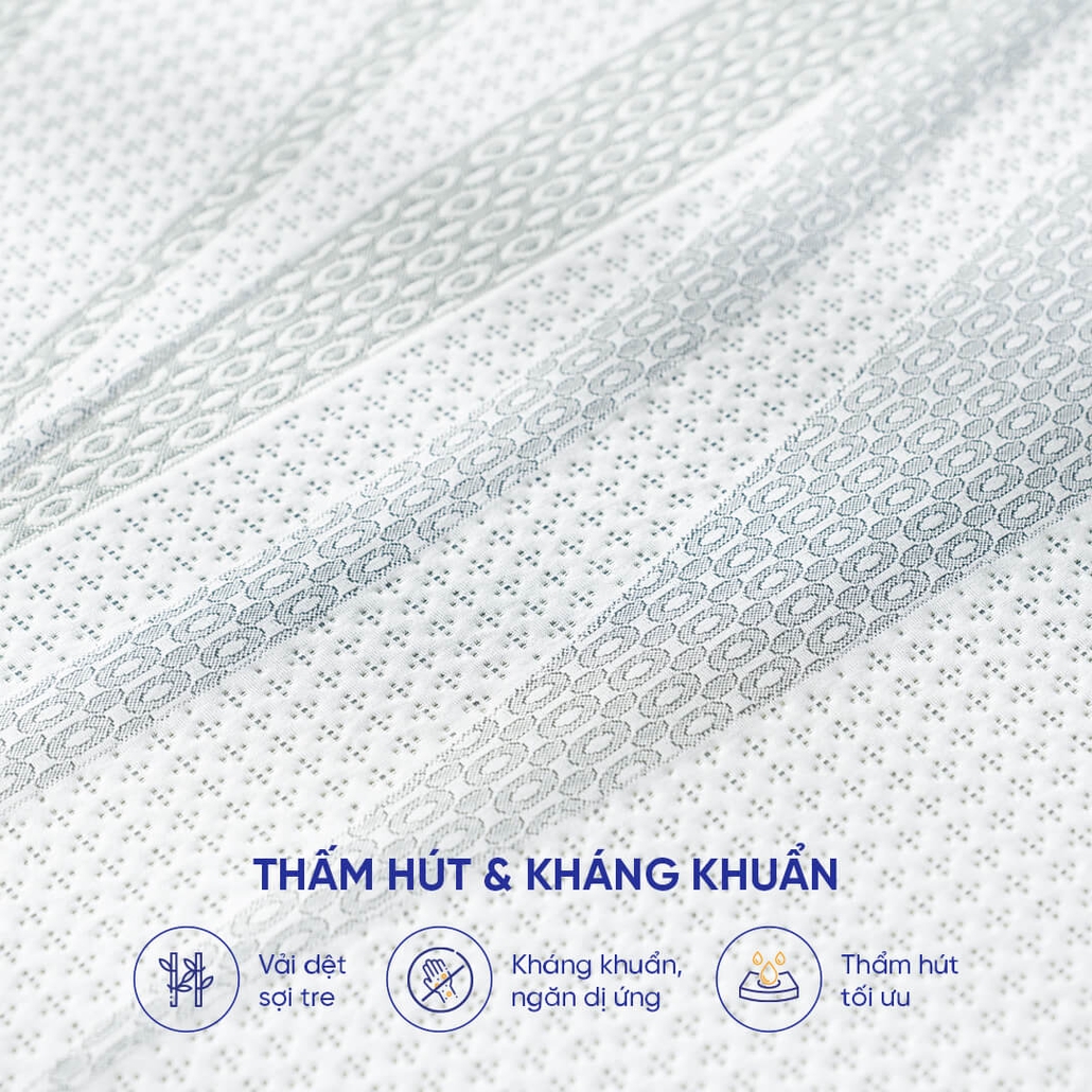 Nệm cao su than tre Gummi Premium kháng khuẩn, thoáng khí