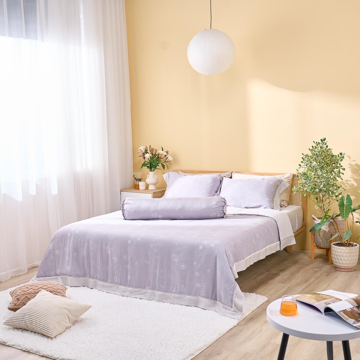 Bộ chăn ga chun sợi gỗ thiên nhiên Amando Jamila 5 chi tiết 