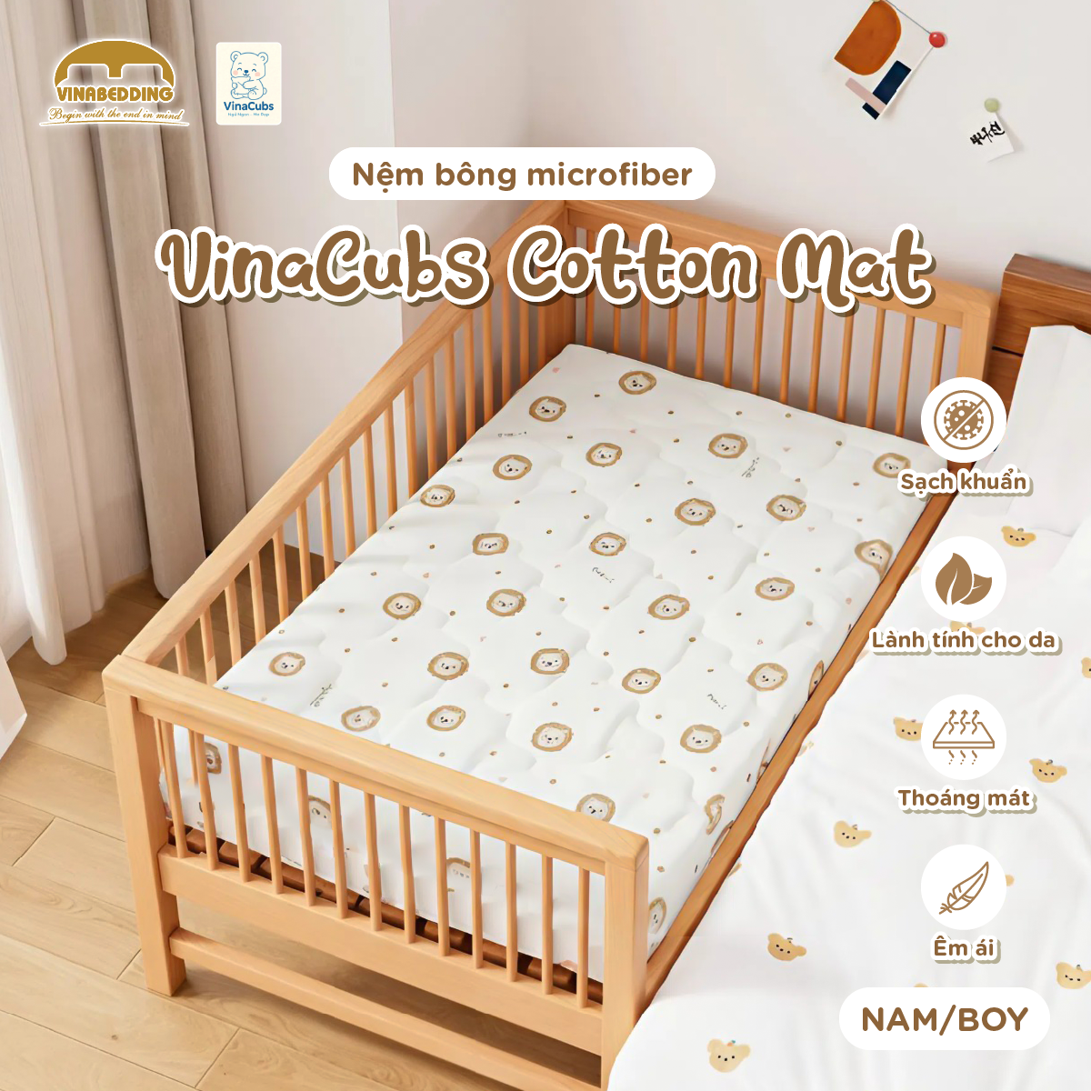 Vải Cotton 100% dịu nhẹ và thoáng mát cho bé