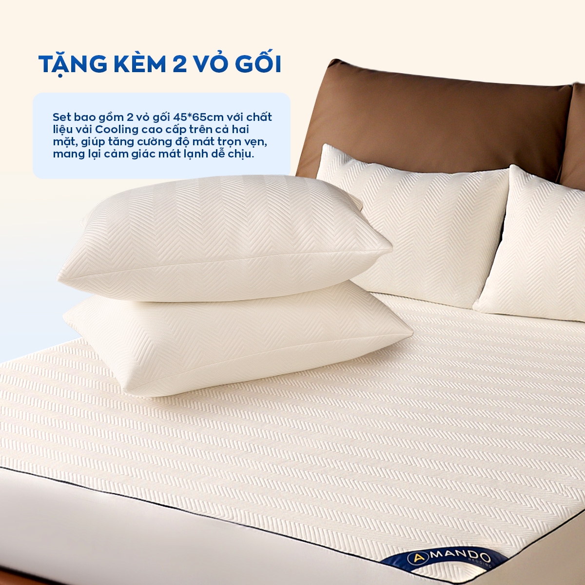 Bộ vỏ gối Cooling tặng kèm khi mua Amando Cool Guard