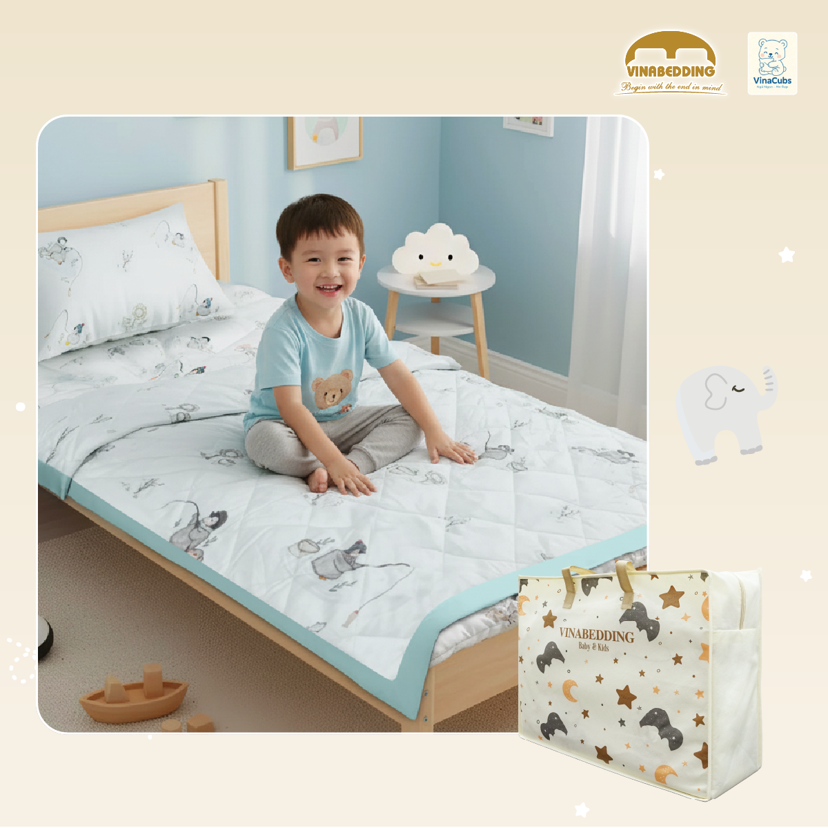 Bộ tấm trải Vinacubs Tencel Kid – Êm thoáng mỗi ngày cho bé lớn
