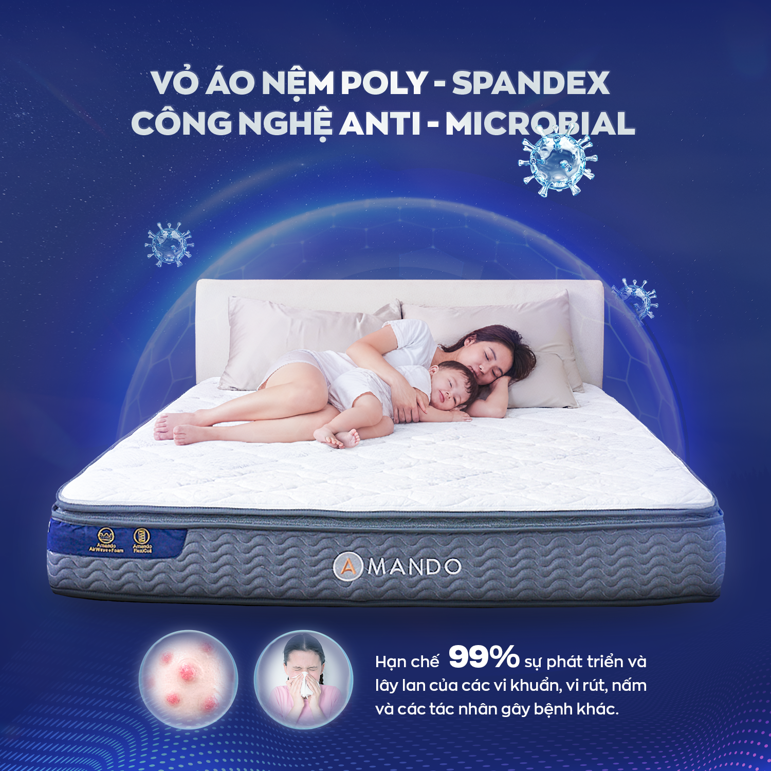 Vải kháng khuẩn Anti-Microbial bảo vệ sức khỏe người dùng