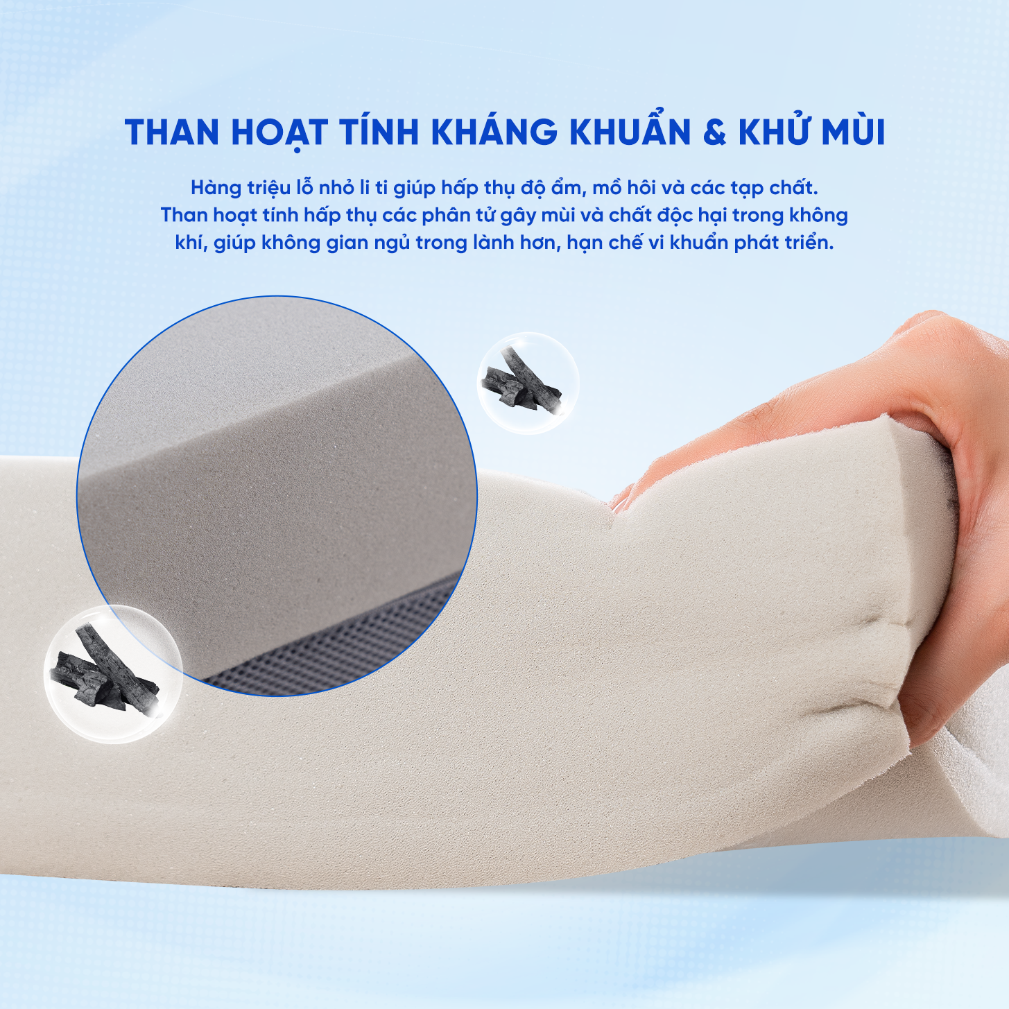 Tích hợp tinh chất than hoạt tính kháng khuẩn