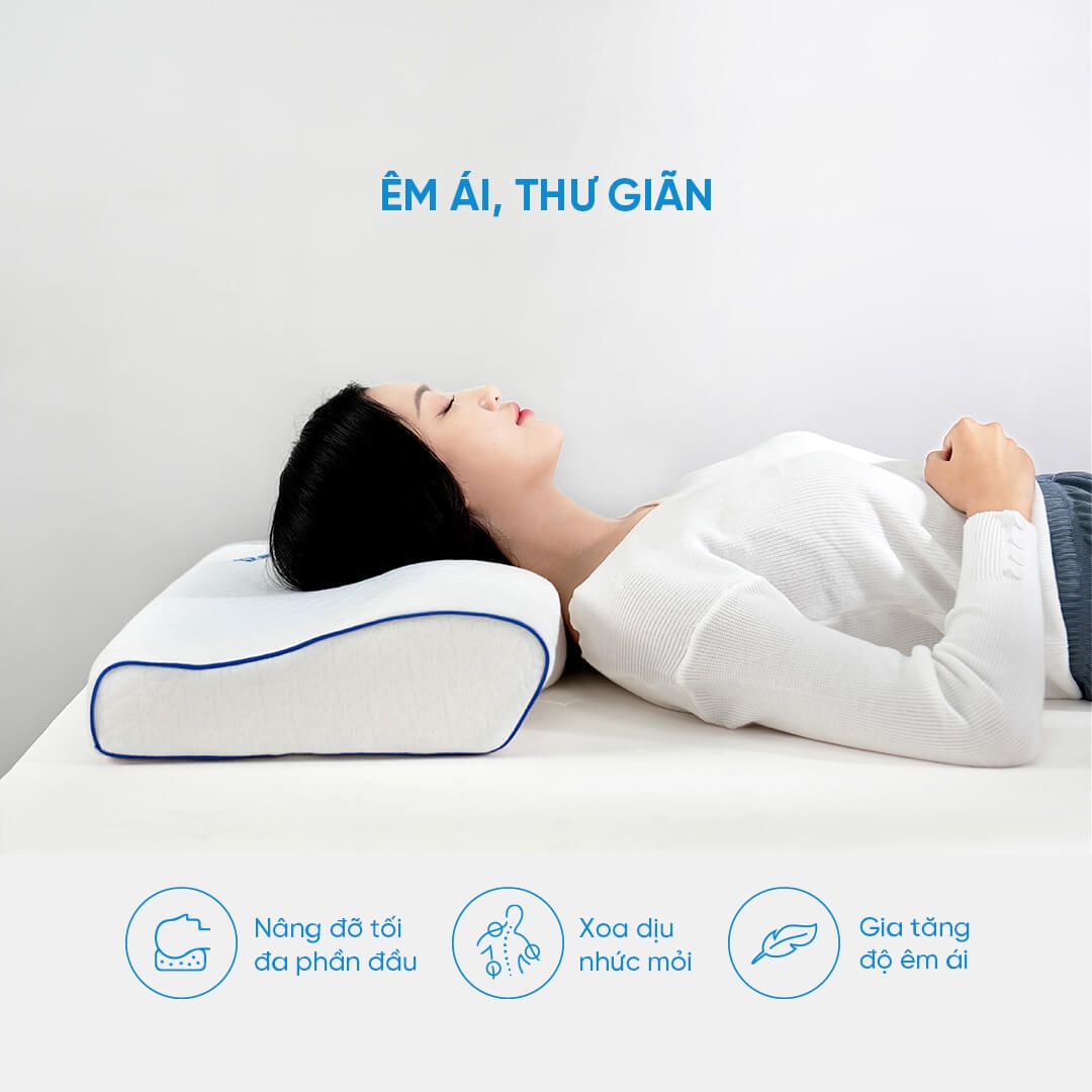 Gối memory foam công thái học giảm đau cổ vai gáy Doona Restful
