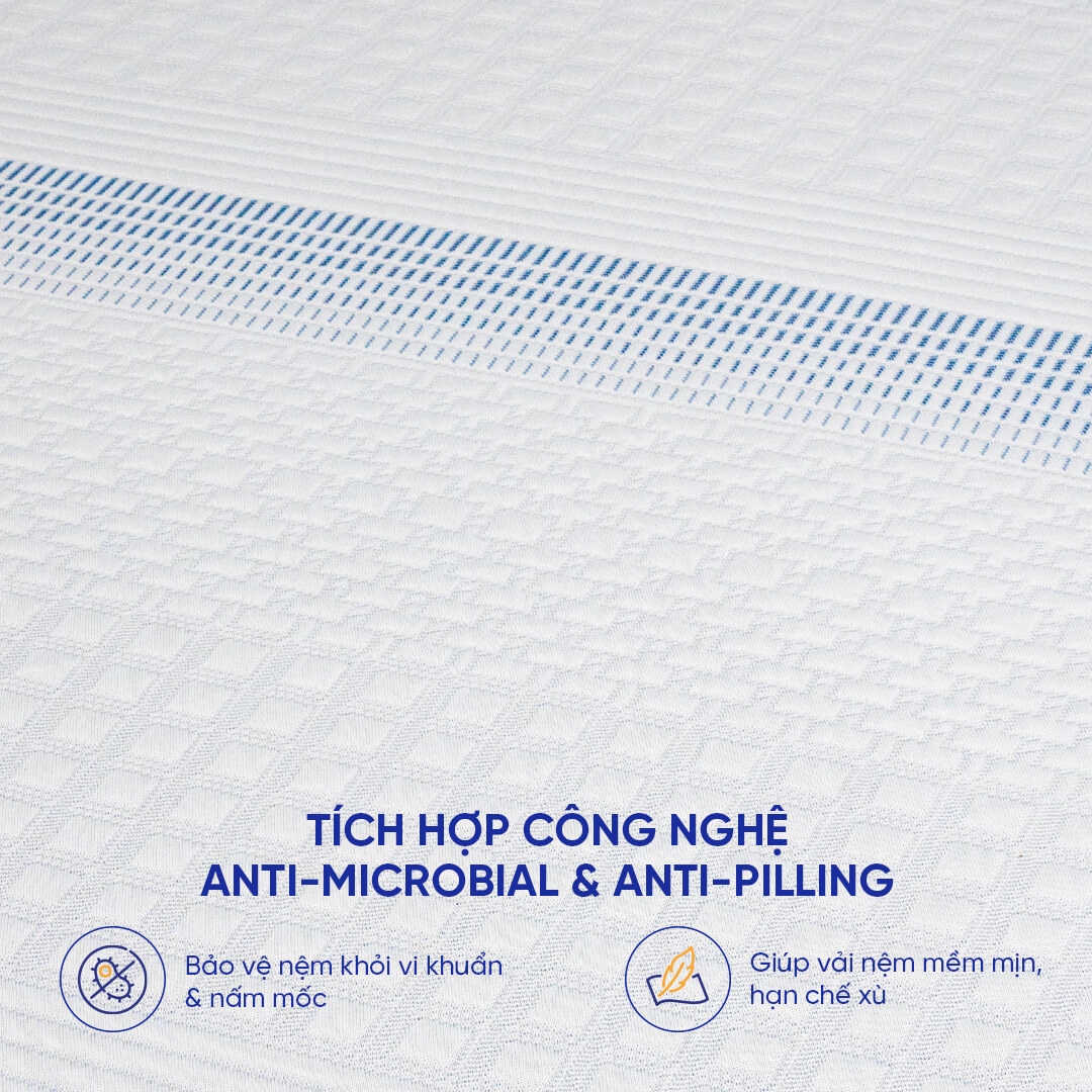 Nệm foam cân bằng trọng lực Comfy Cloud 3.0 nâng đỡ 5 vùng, điều hòa thân nhiệt, kháng khuẩn