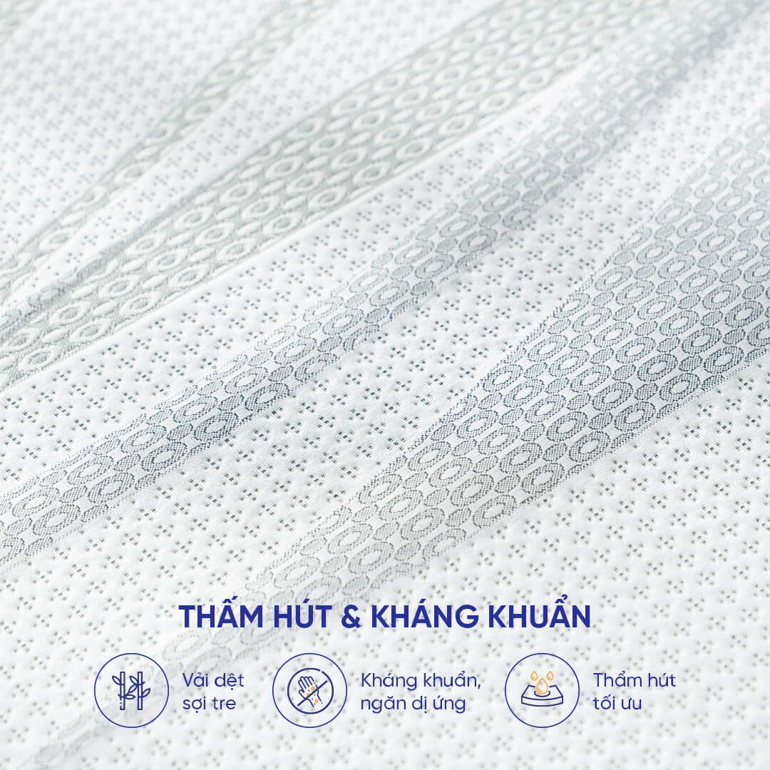 nệm cao su thiên nhiên liên á classic thấm hút, kháng khuẩn