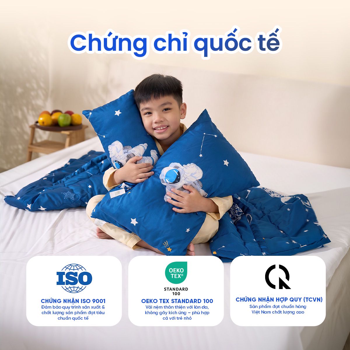 Chứng chỉ an toàn quốc tế của bộ chăn gối NUNU PETIT LITTLE WORLD