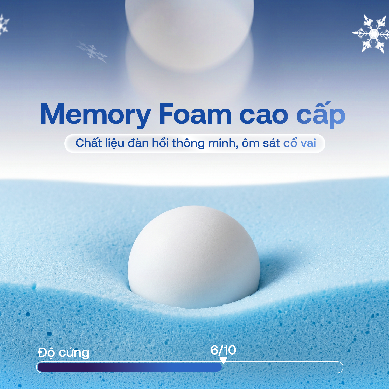 Gối memory foam công thái học Comfy Nami làm mát, ôm sát đường cong cổ vai gáy