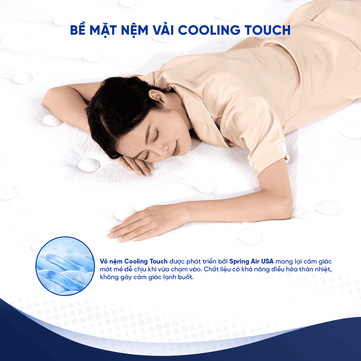 Vỏ nệm Cooling Touch – mát lạnh ngay khi vừa chạm tay