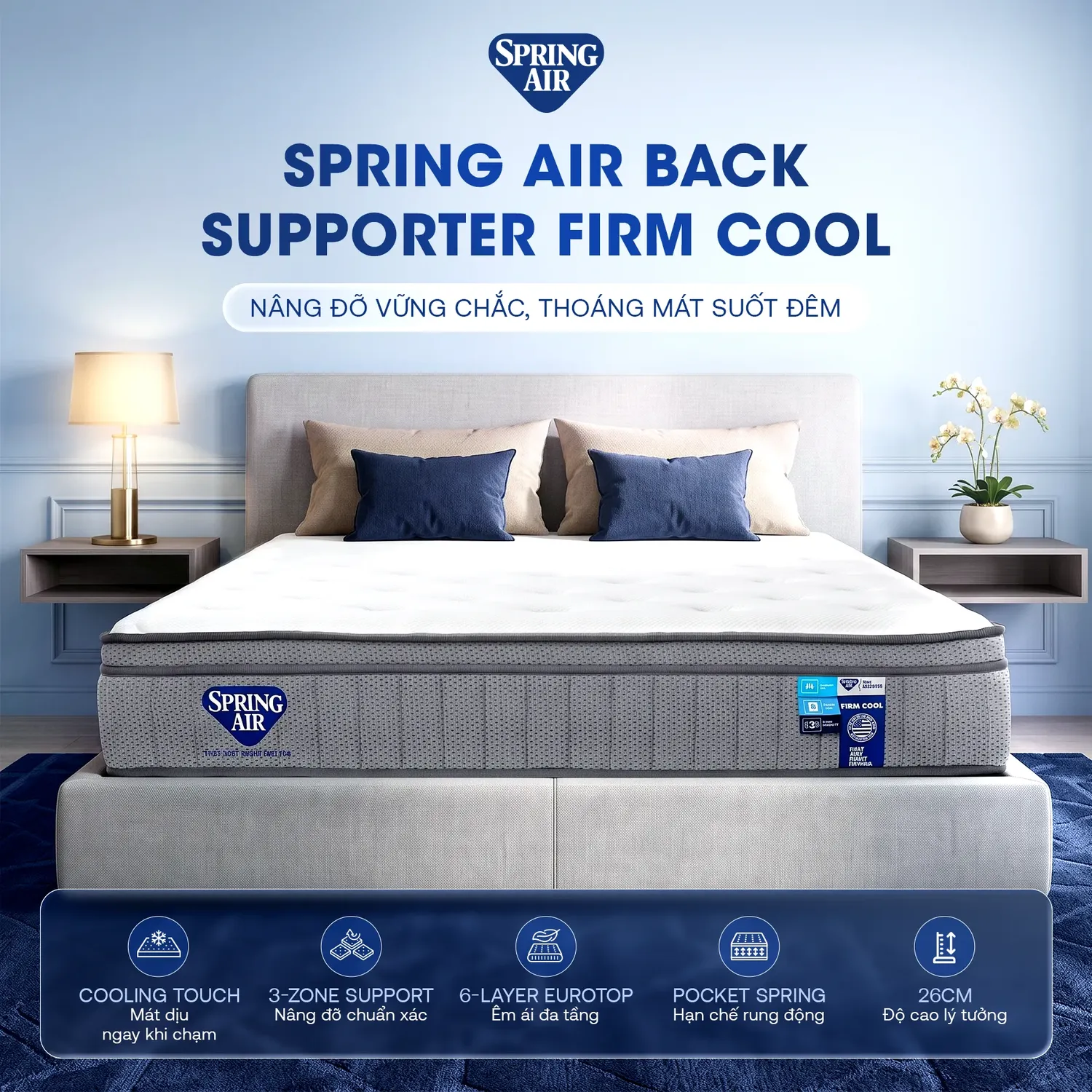 Nệm Spring Air Back Supporter Firm Cool