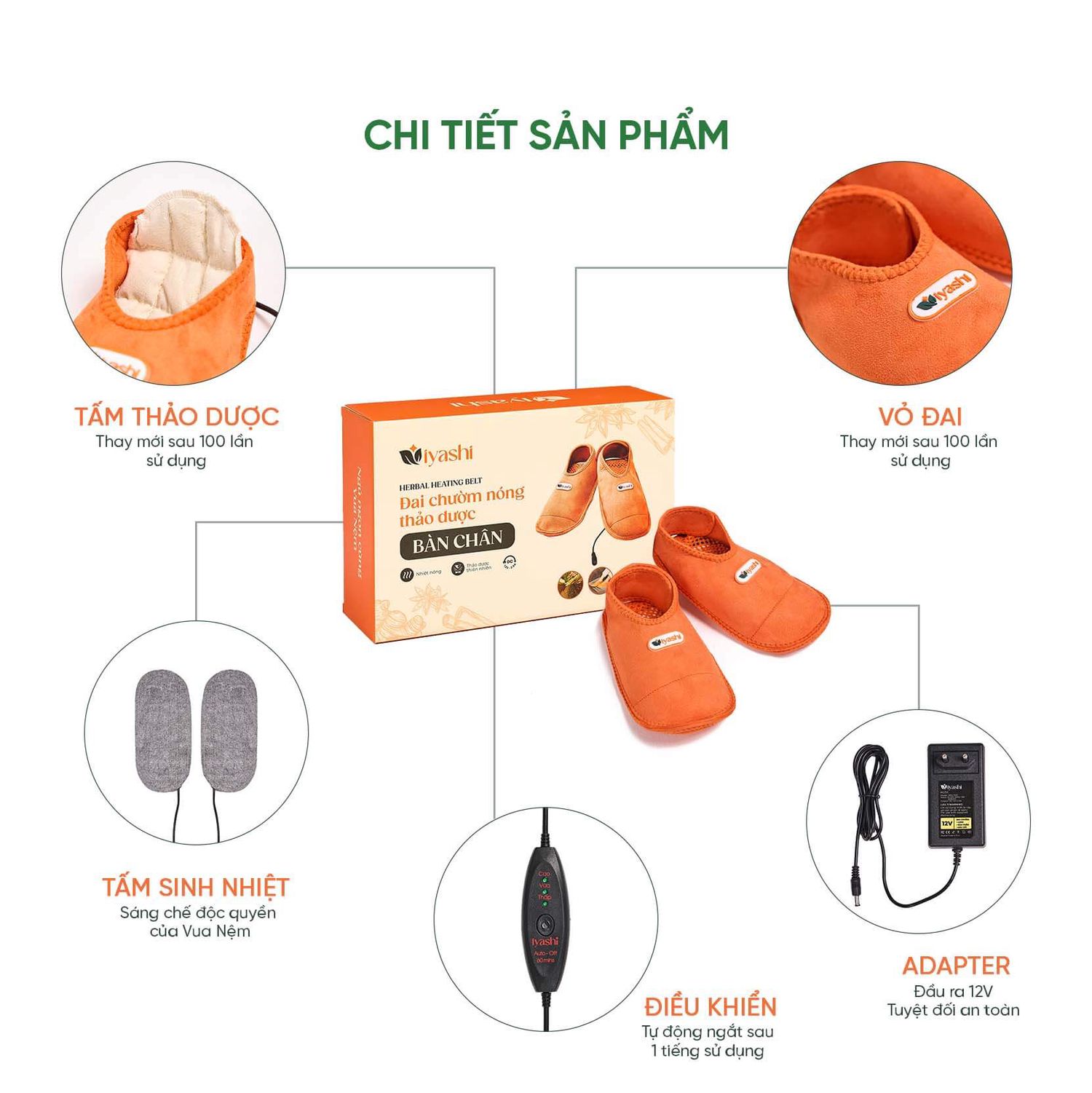 Iyashi Đai chườm thảo dược bàn chân