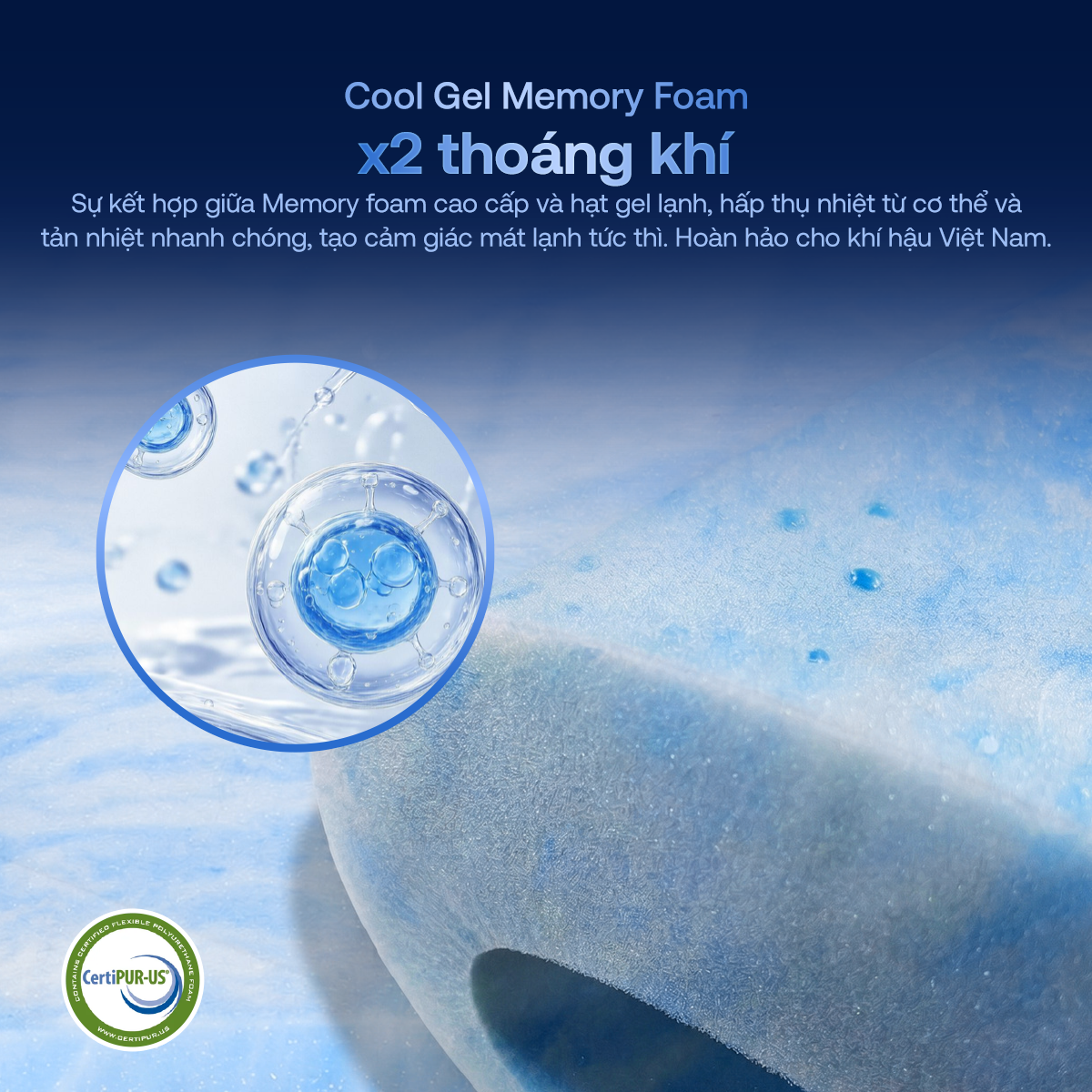 Thiết kế lõi foam thoáng khí của Comfy Cloud 3.0