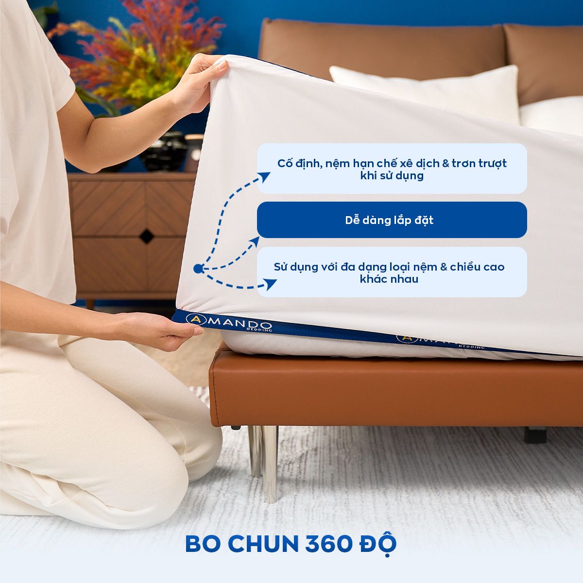 Bo chun 360 độ ôm trọn nệm Amando Cool Guard