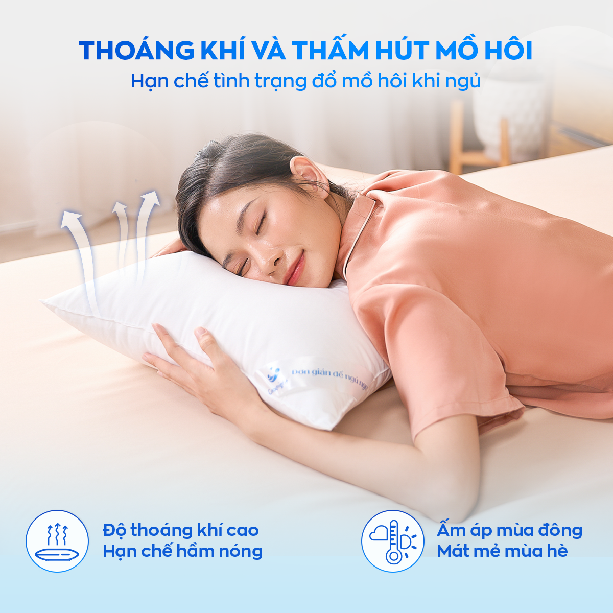Gối lông vũ nhân tạo Goodnight Mochi siêu êm chuẩn khách sạn 5 sao